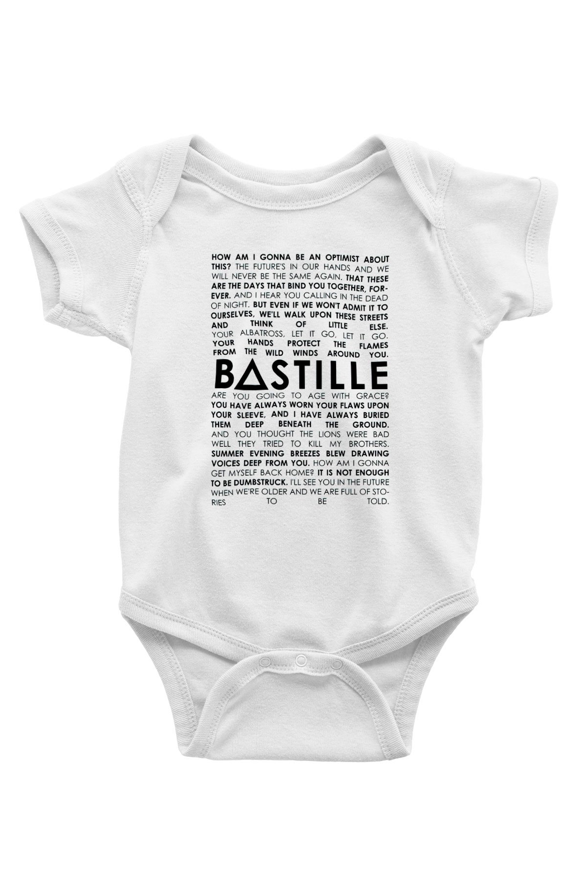 Bastille Baskılı Beyaz Unisex Bebek Body - Zıbın