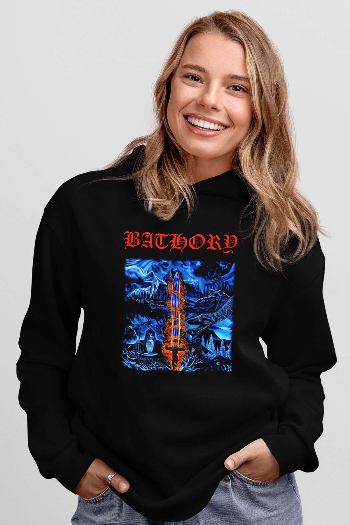 Bathory Siyah Unisex Kapüşonlu Sweatshirt