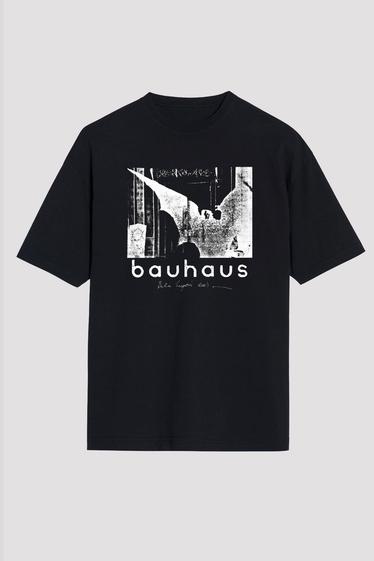 Bauhaus Baskılı Unisex Siyah Oversize Tişört