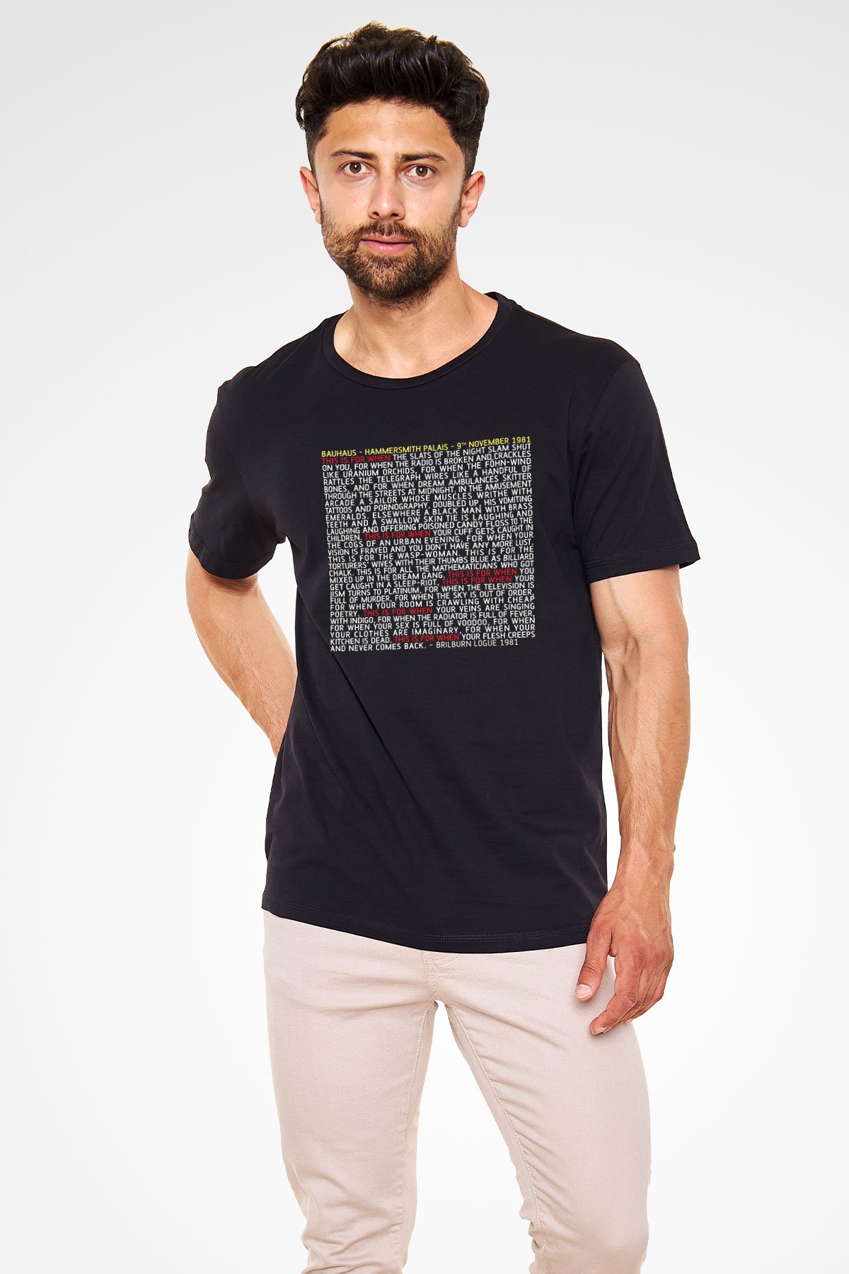 Bauhaus Baskılı Unisex Siyah Tişört