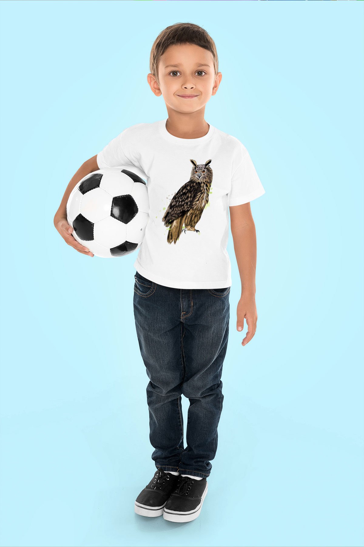 Baykuş Beyaz Unisex Çocuk Tişört