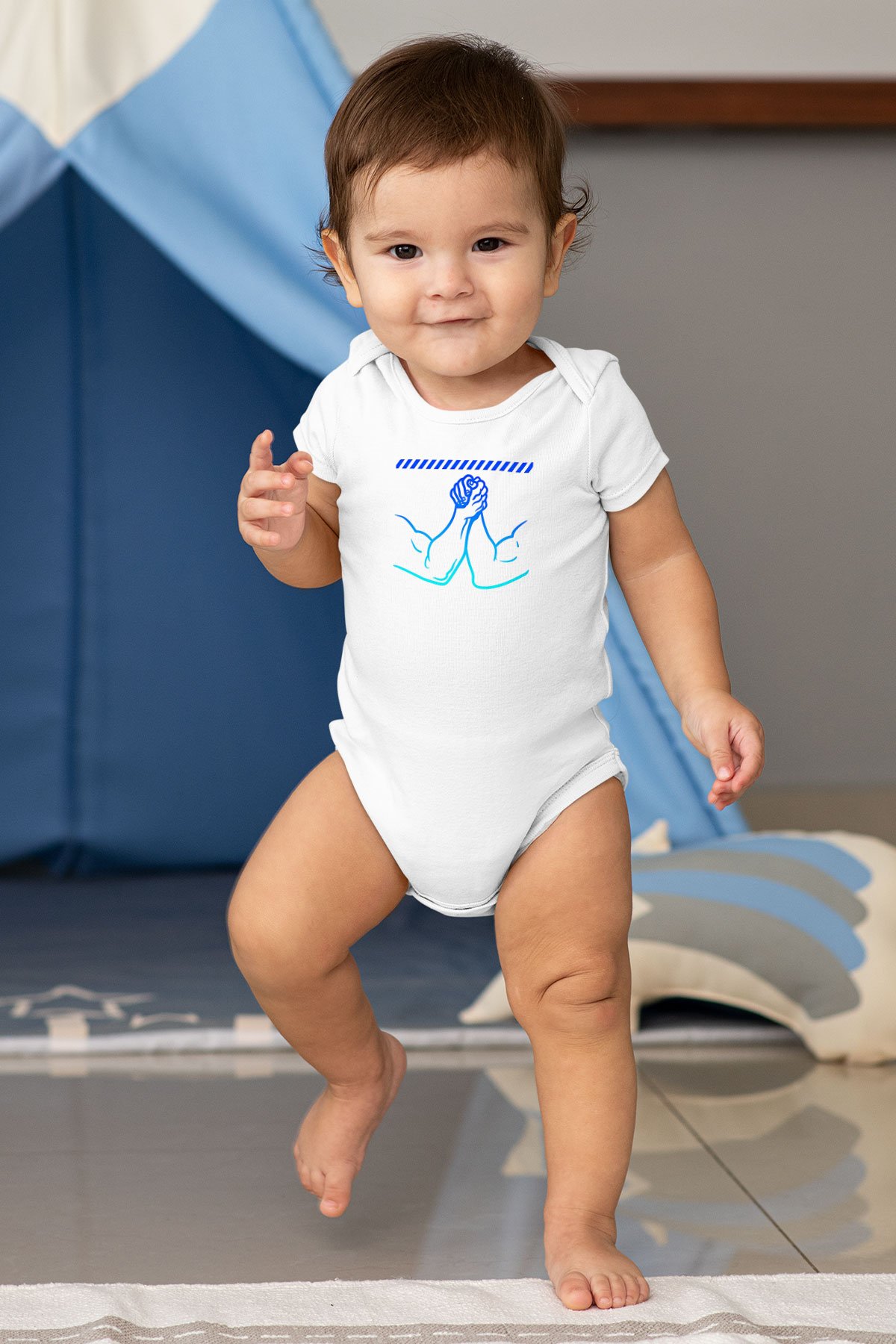 Bilek Güreşi Baskılı Beyaz Bebek Body - Zıbın