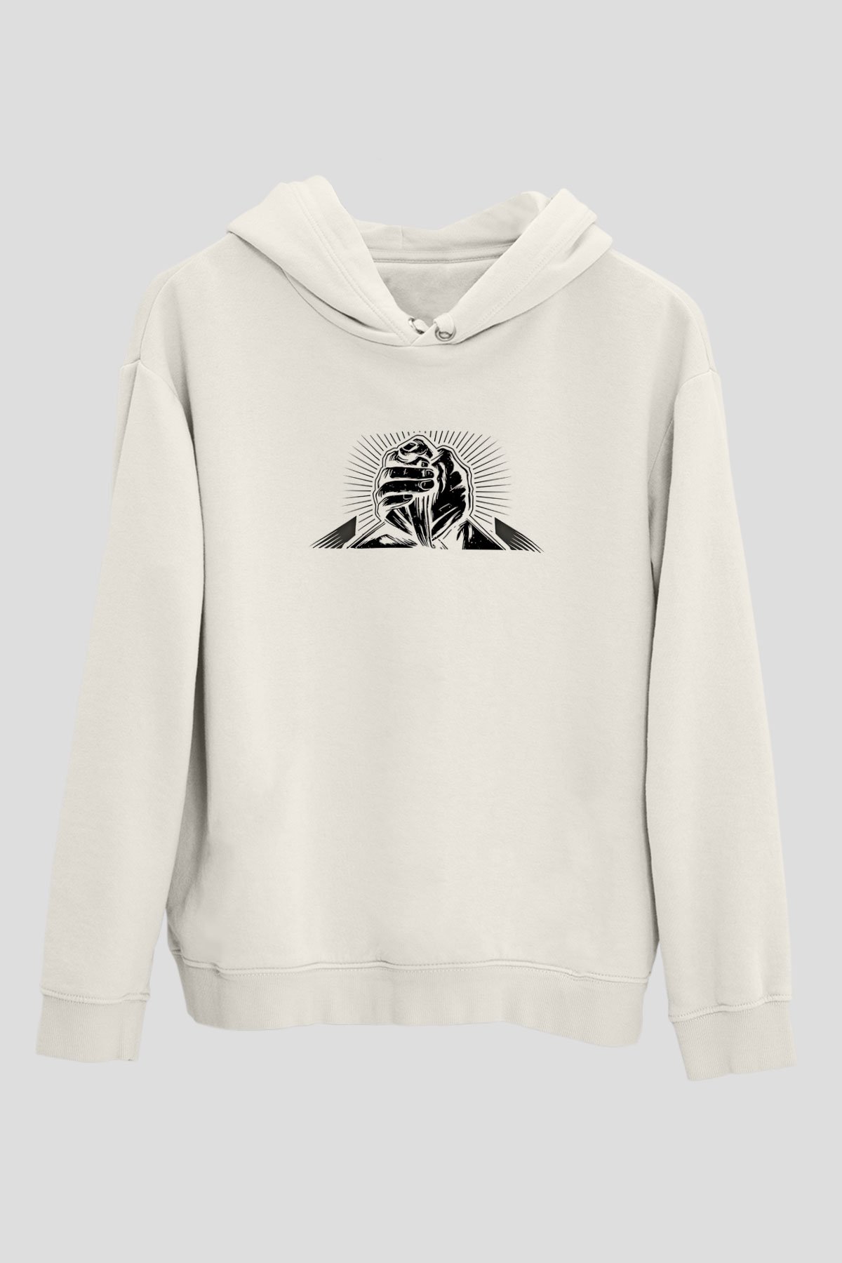 Bilek Güreşi Baskılı Unisex Ekru Hoodie
