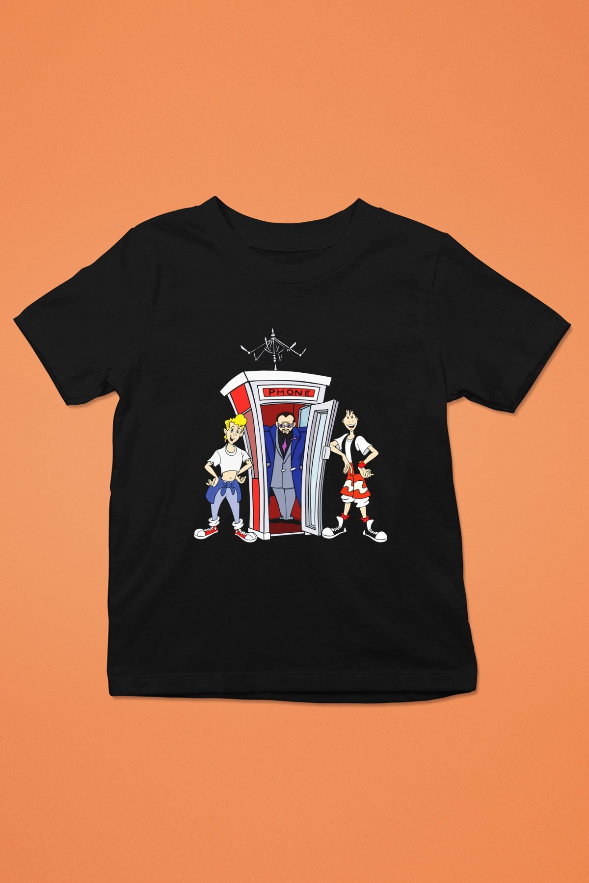 Bill and Ted's Excellent Adventure Baskılı Siyah Unisex Çocuk Tişört