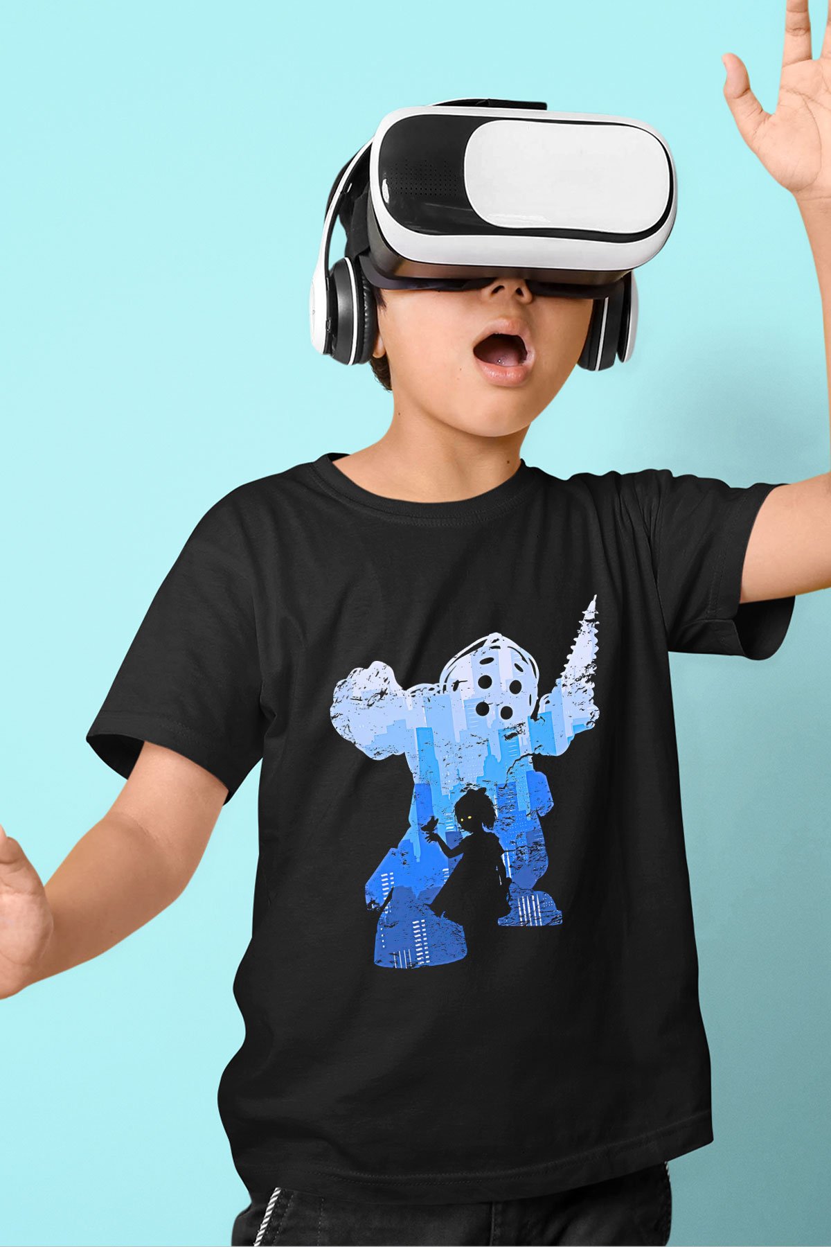 Bioshock James Baskılı Unisex Siyah Çocuk Tişört - Tshirt