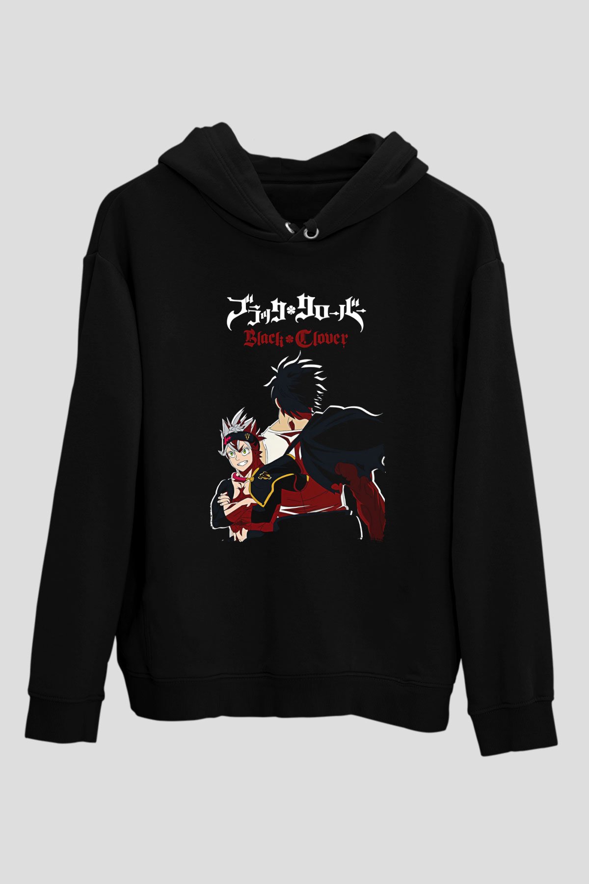 Black Clover Baskılı Unisex Siyah Hoodie