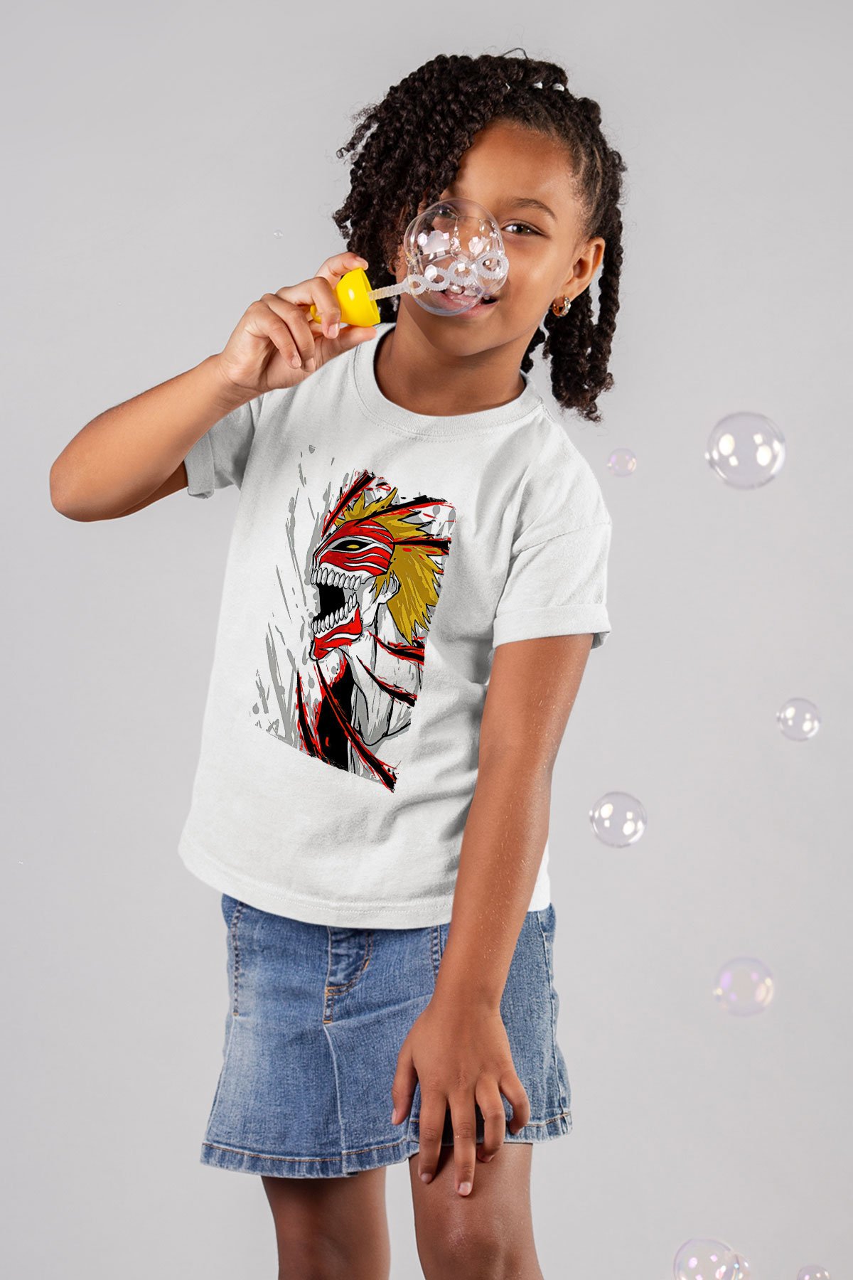 Bleach Baskılı Beyaz Unisex Beyaz Çocuk Tişört - Tshirt