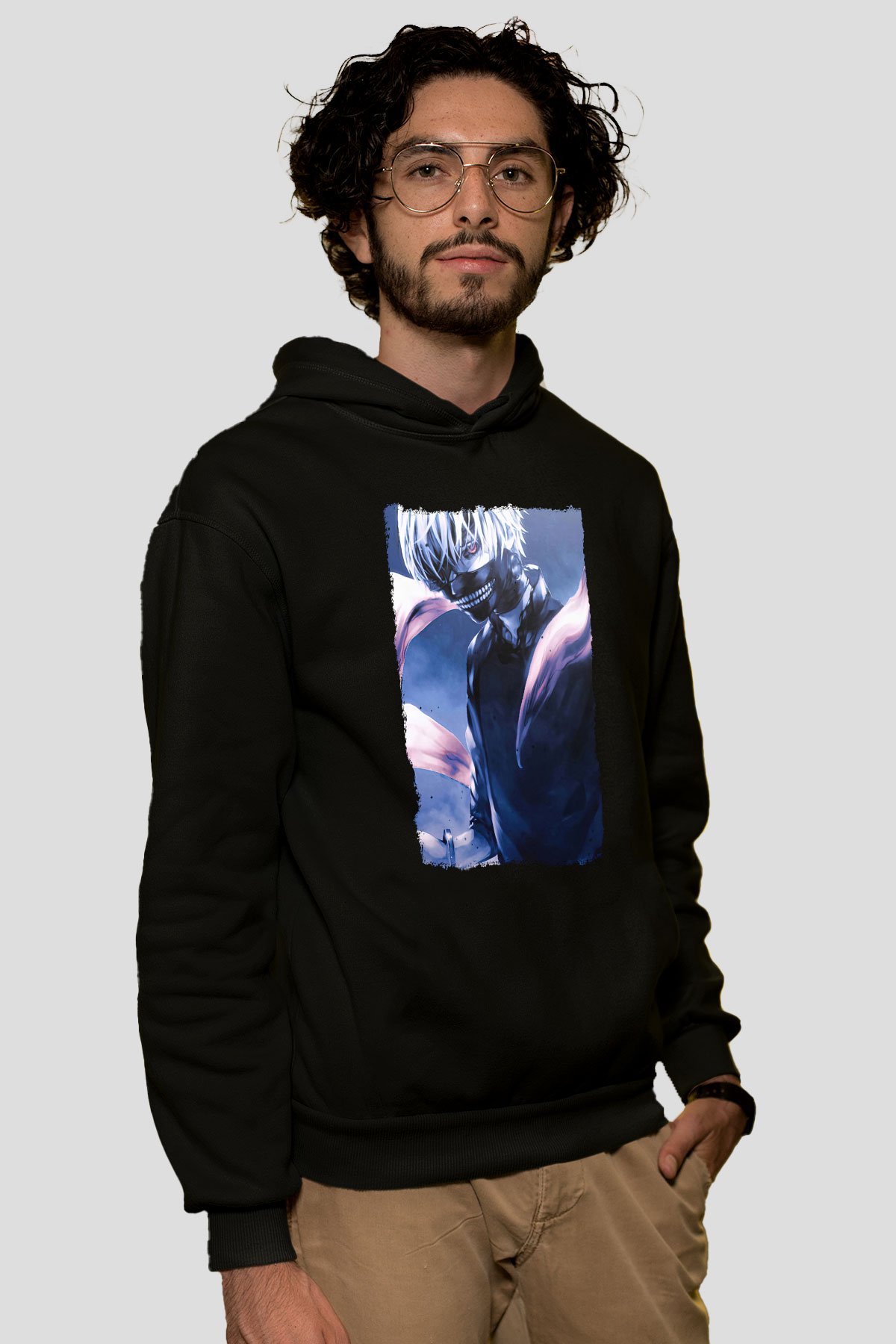 Bleach Baskılı Unisex Siyah Hoodie