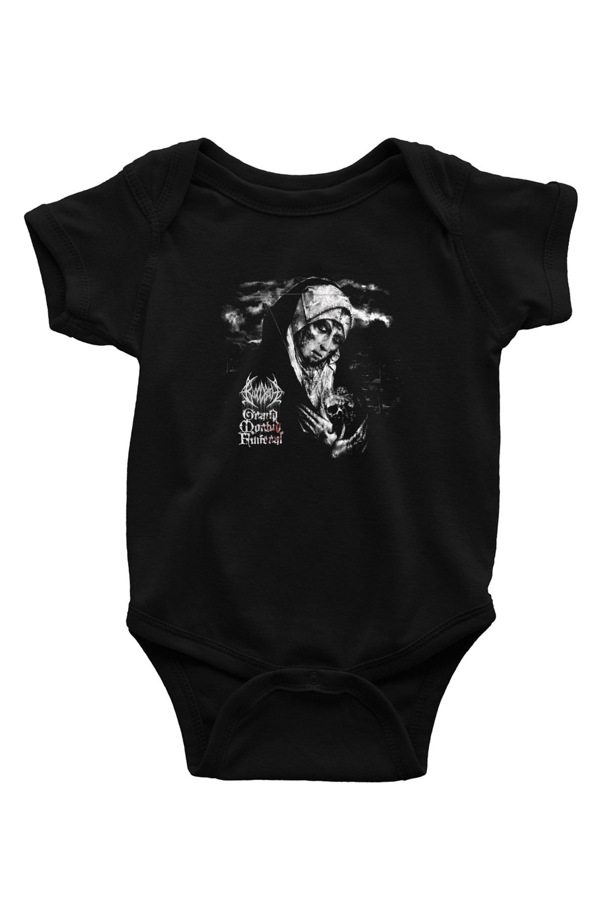 Bloodbath Baskılı Unisex Siyah Bebek Body - Zıbın