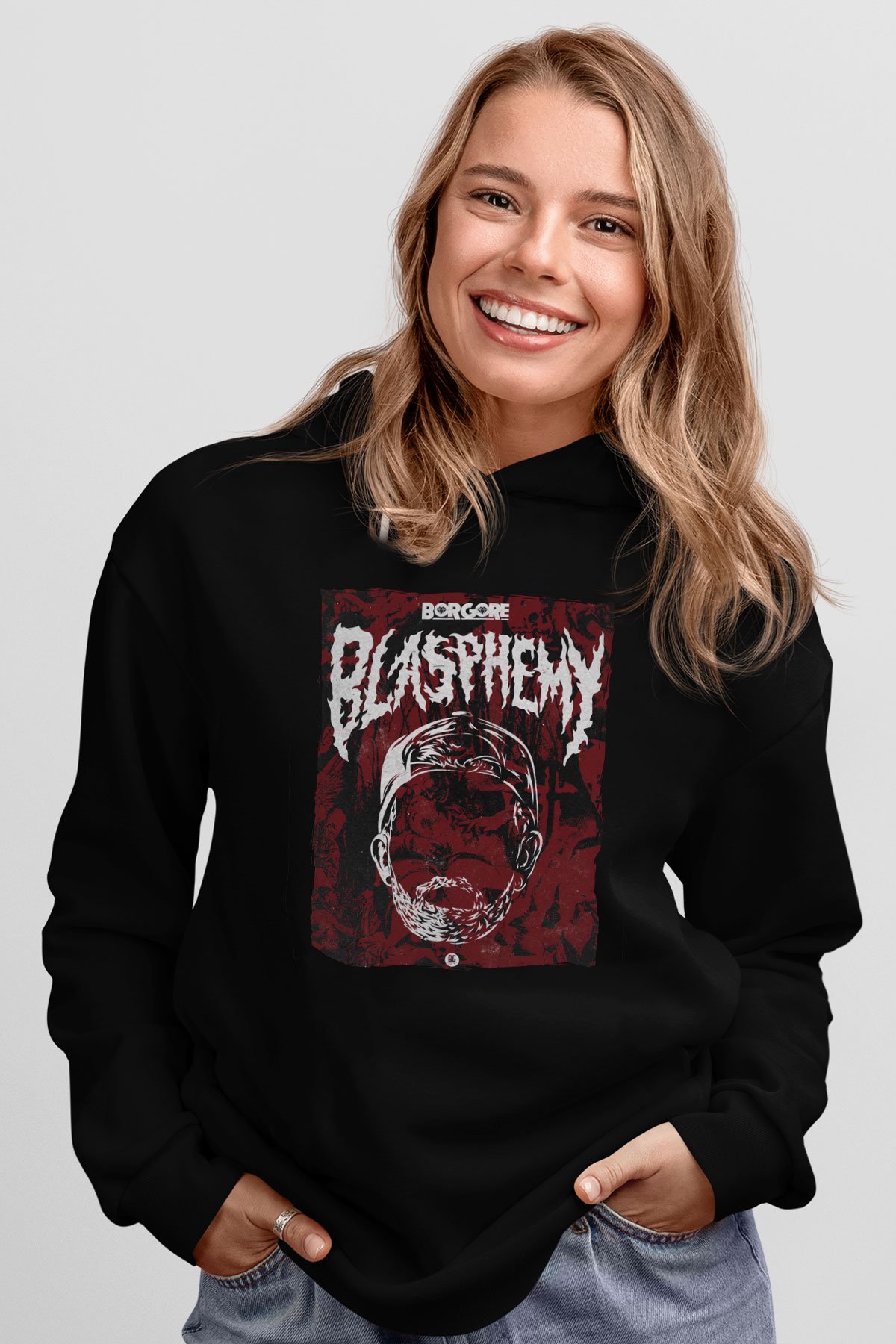Borgore Siyah Unisex Kapüşonlu Sweatshirt