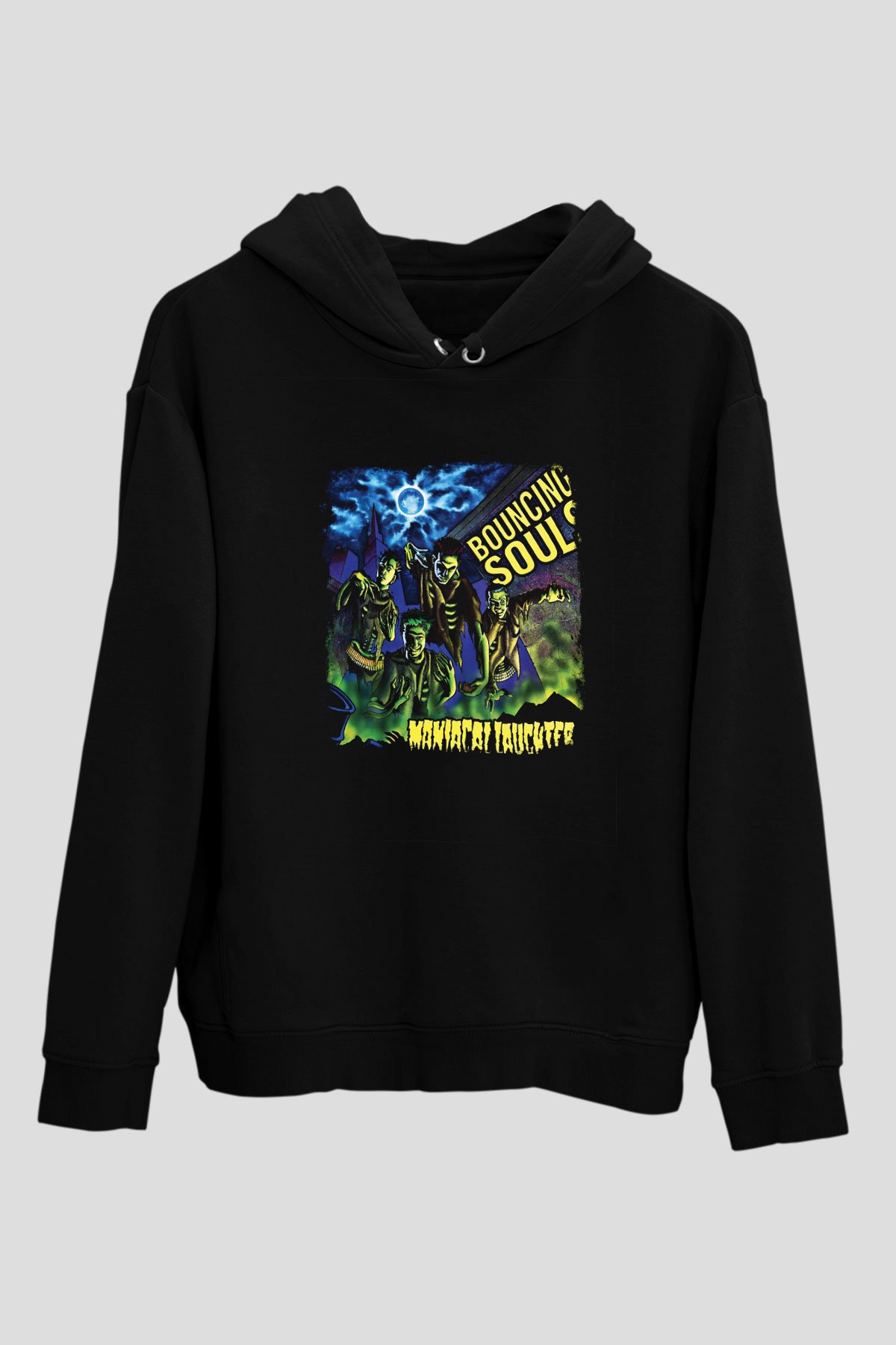 Bouncing Souls Baskılı Unisex Siyah Hoodie