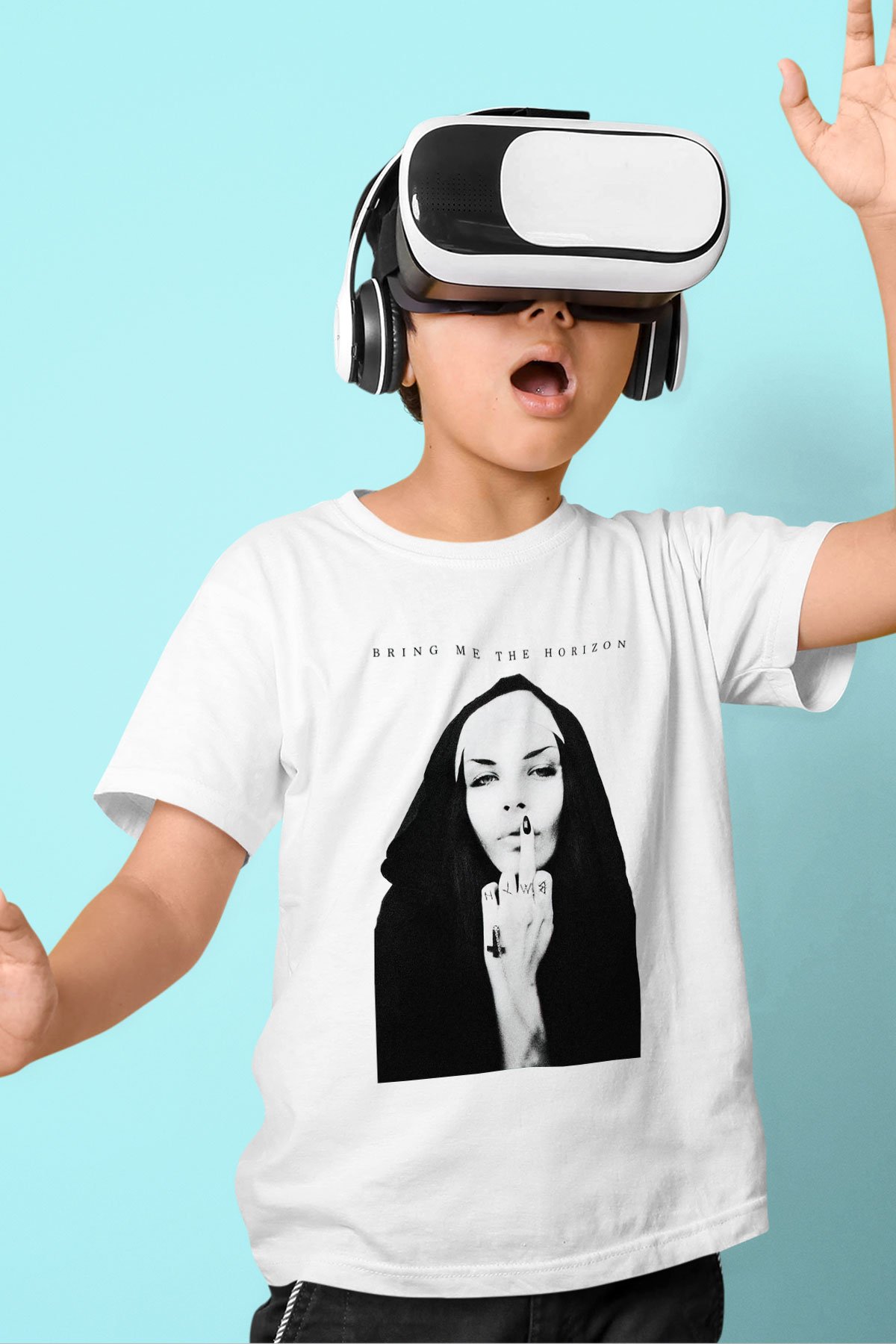 Bring Me the Horizon Baskılı Beyaz Unisex Çocuk Tişört