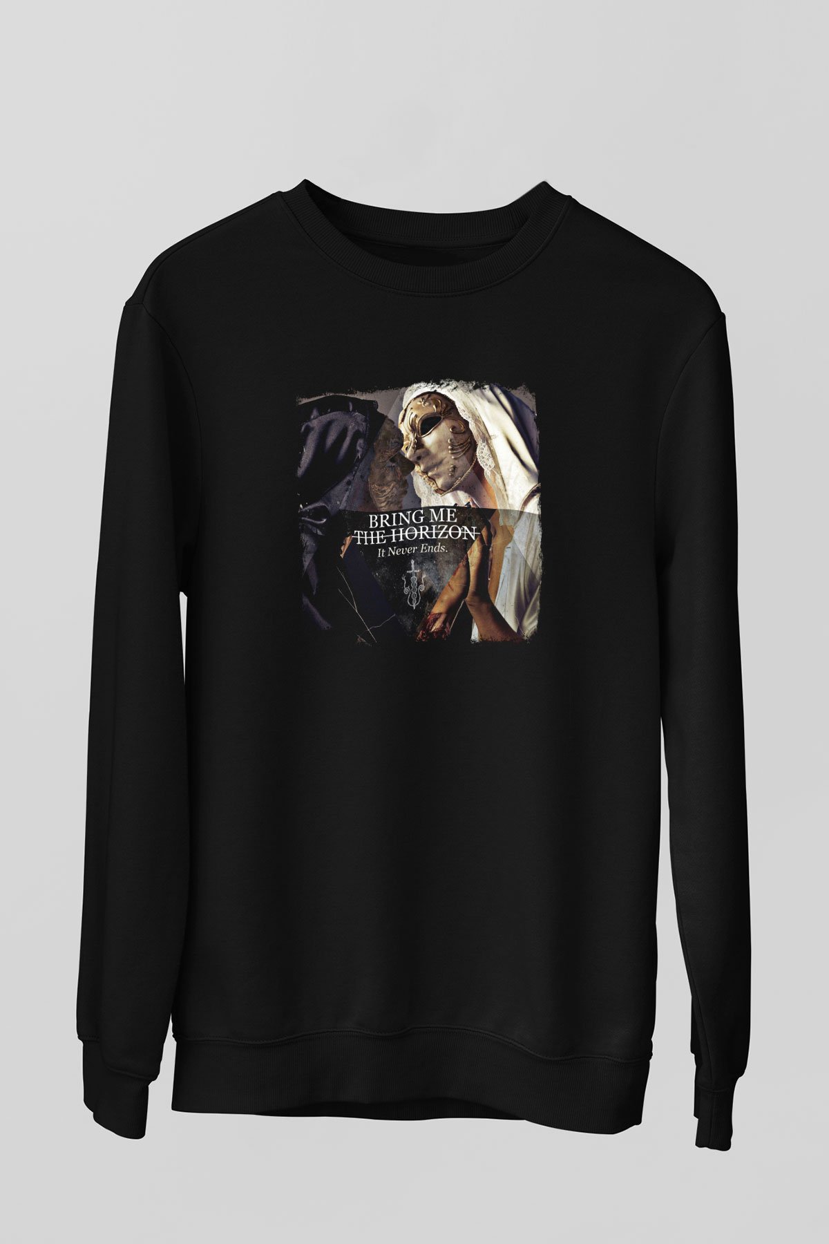 Bring Me the Horizon Baskılı Unisex Siyah Sweatshirt