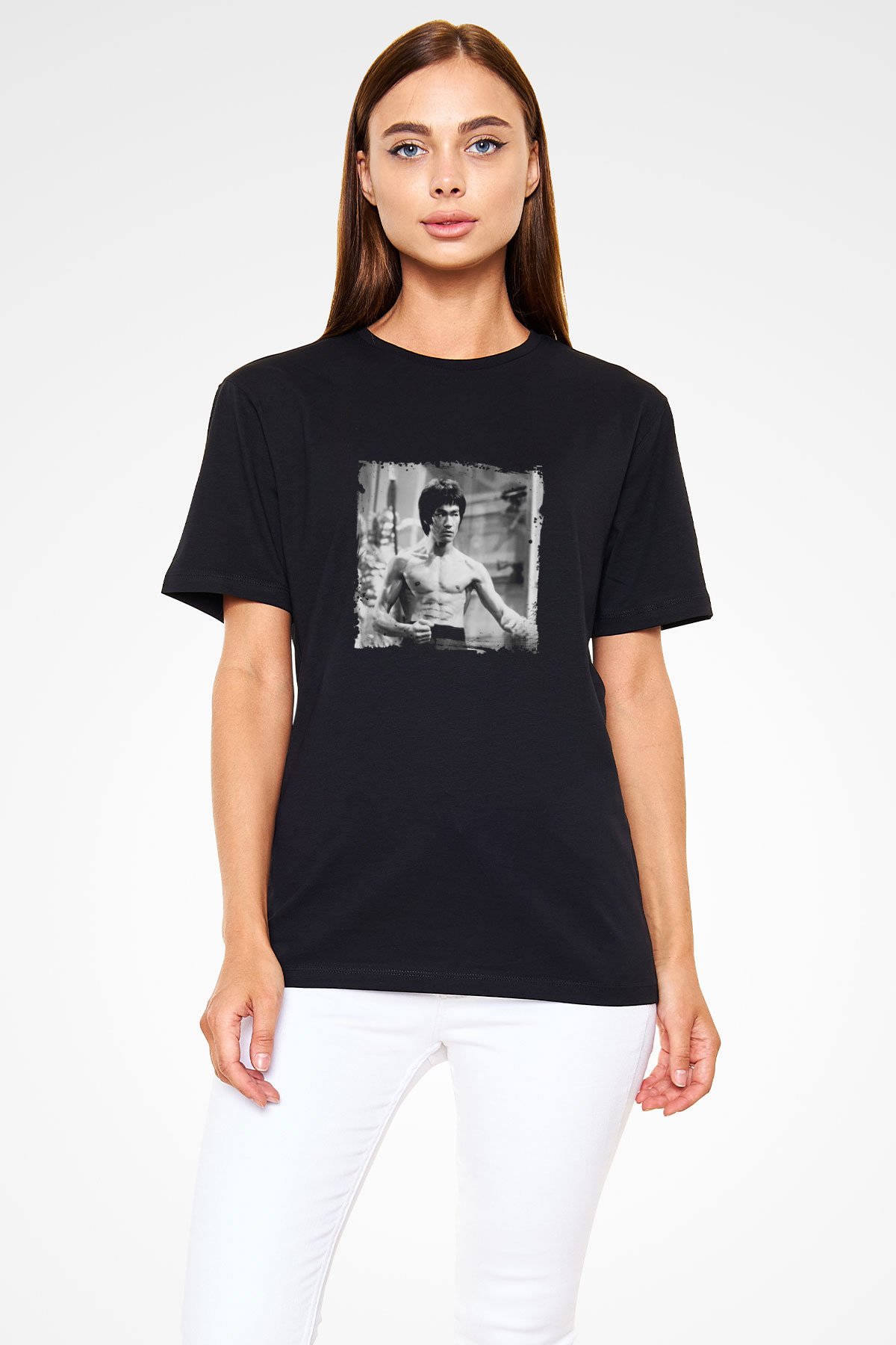Bruce Lee Baskılı Unisex Siyah Tişört