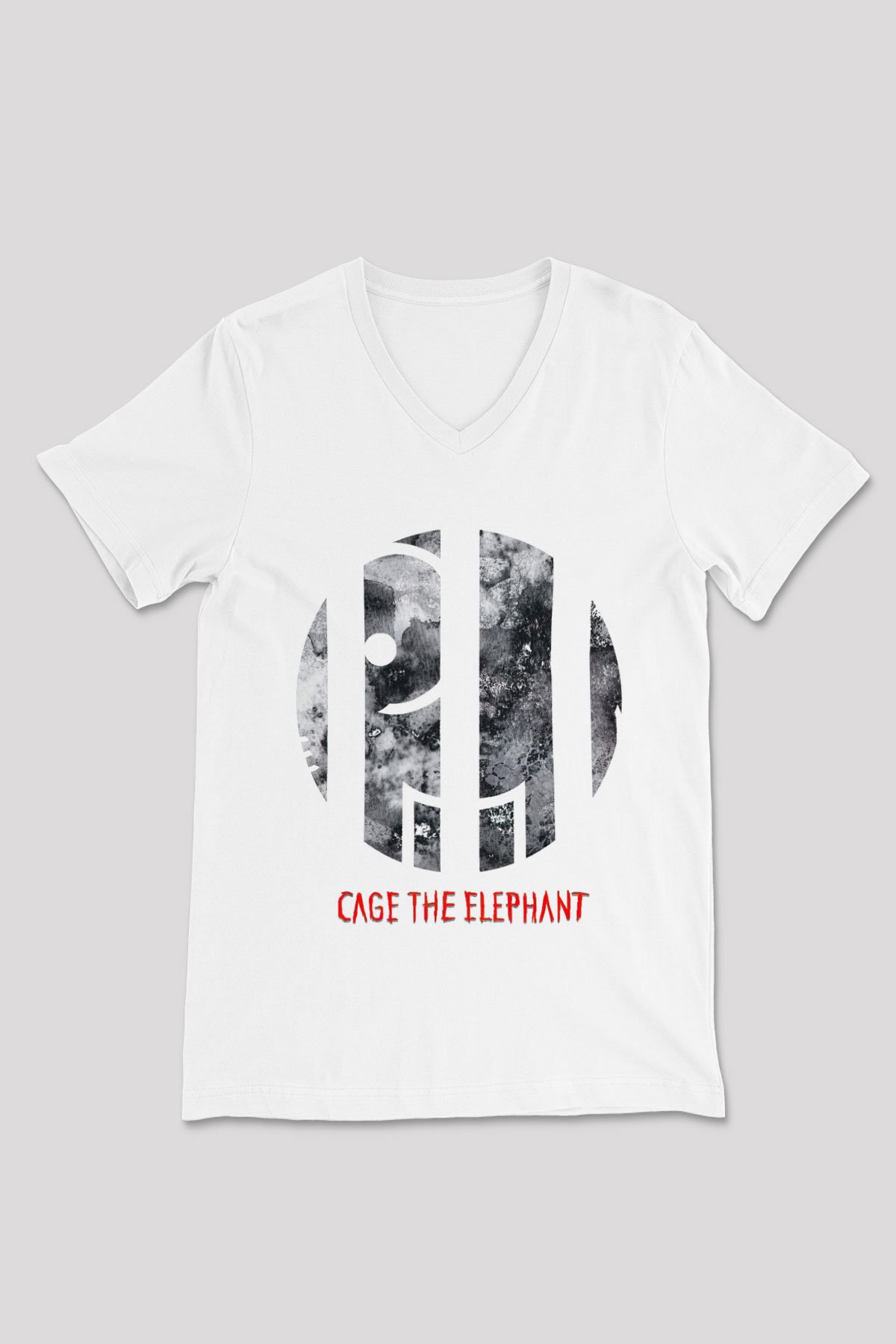 Cage the Elephant Beyaz Unisex V Yaka Tişört T-Shirt