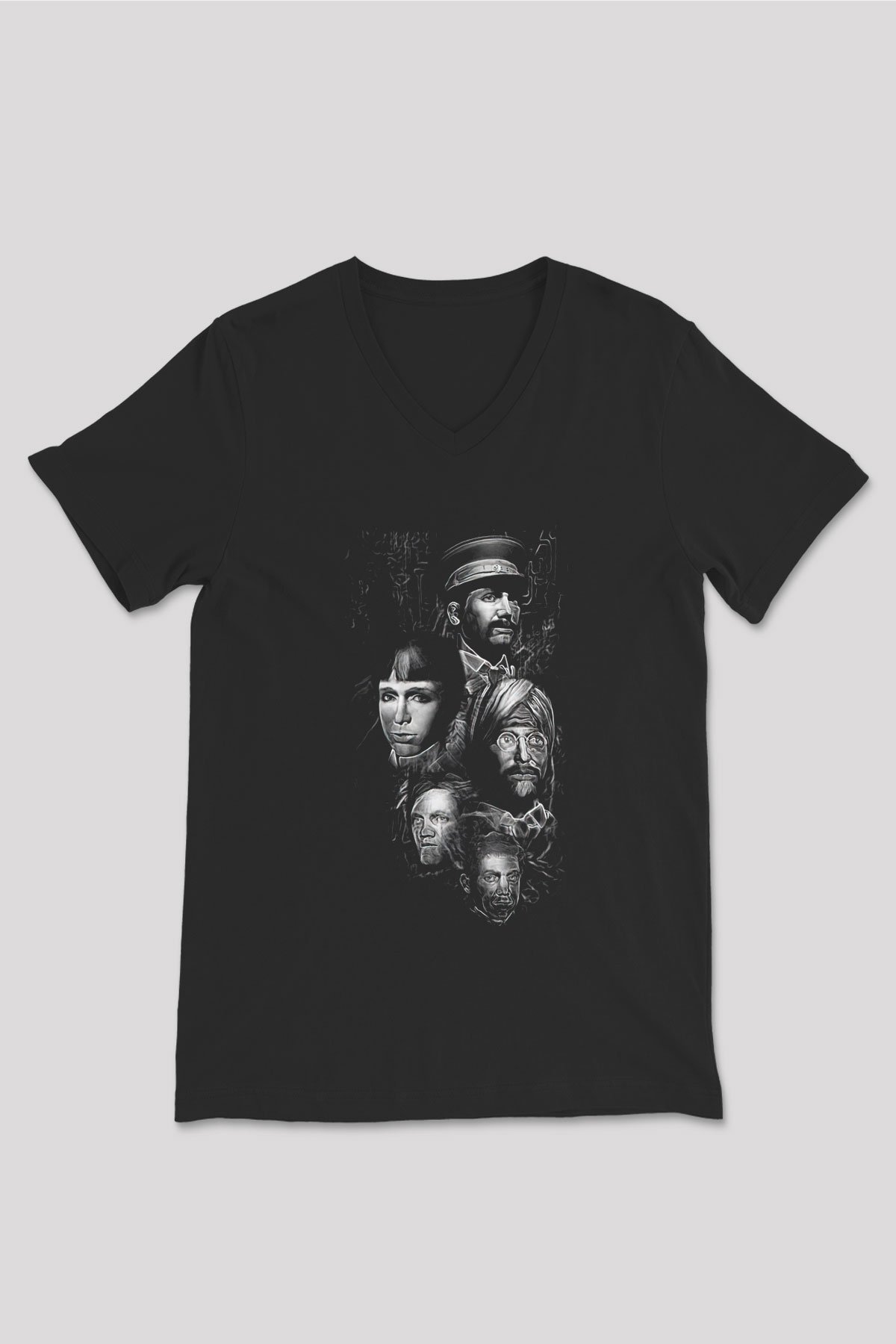 Call Of Ctulhu Baskılı Unisex Siyah V Yaka Tişört - Tshirt