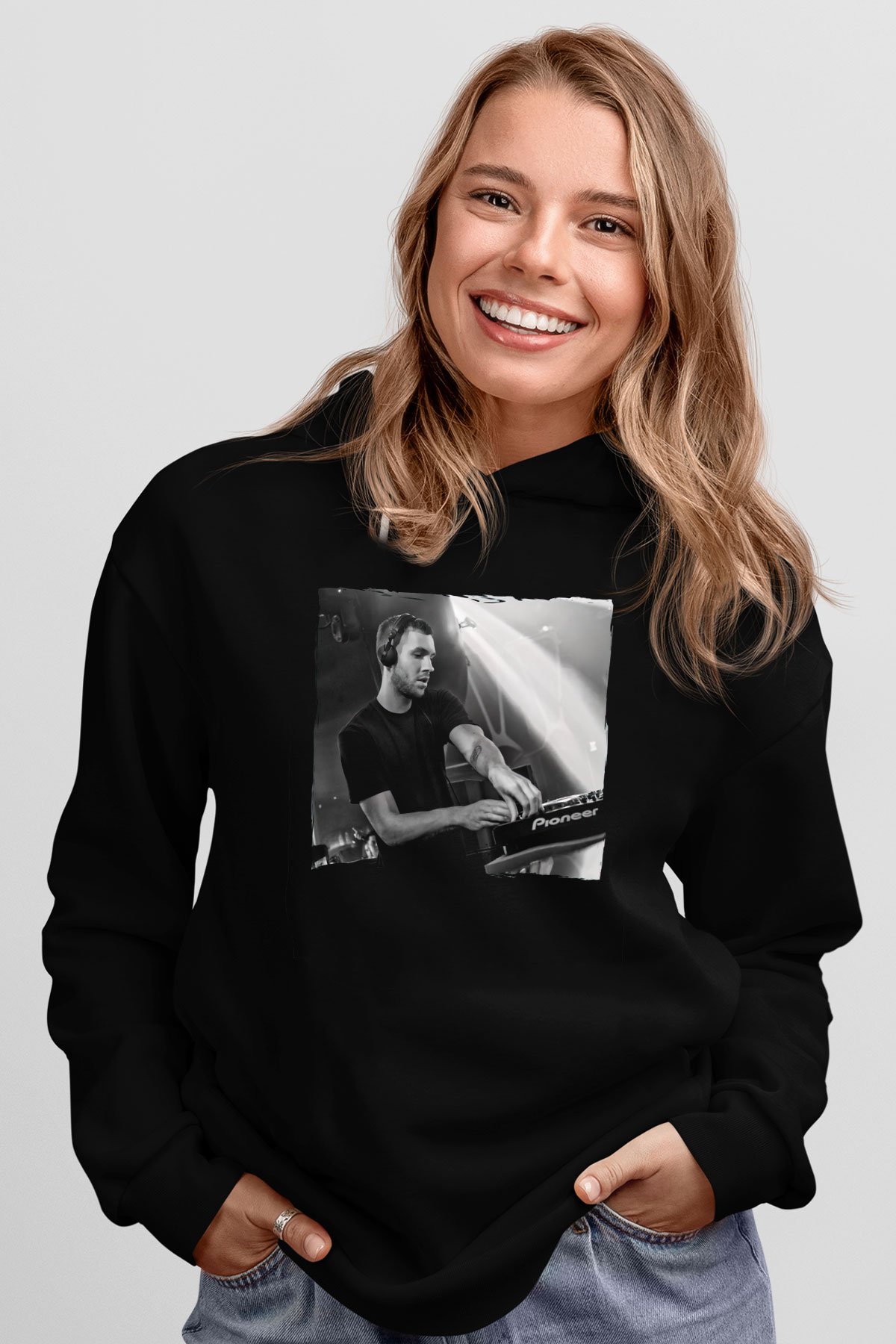 Calvin Harris Siyah Unisex Kapüşonlu Sweatshirt