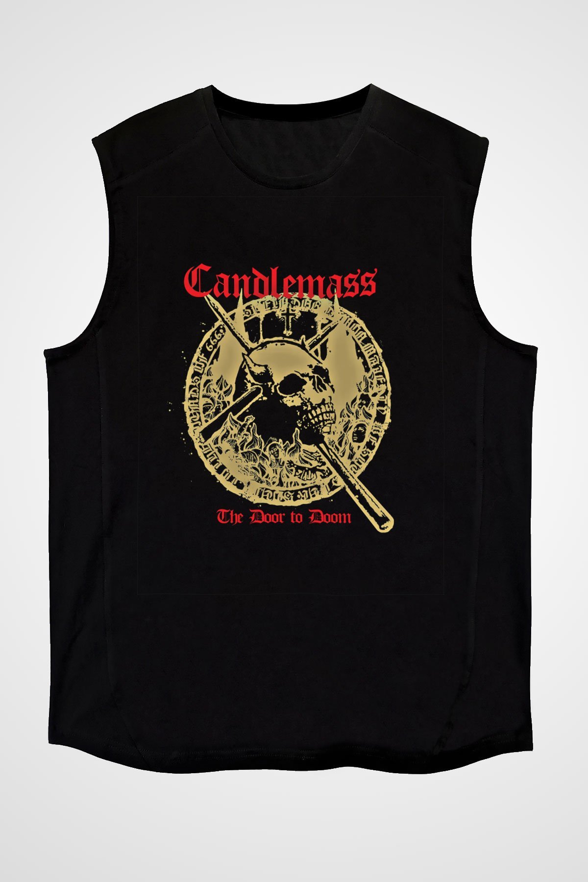Candlemass Baskılı Unisex Siyah Kolsuz Tişört