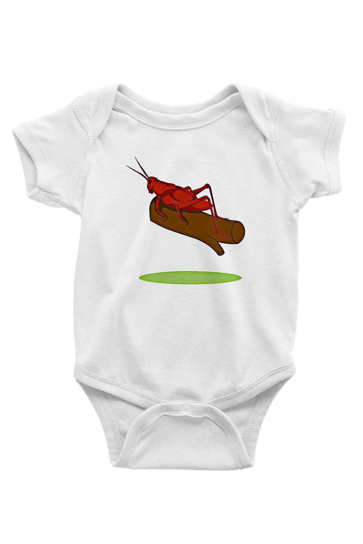Çekirge Baskılı Beyaz Unisex Bebek Body - Zıbın
