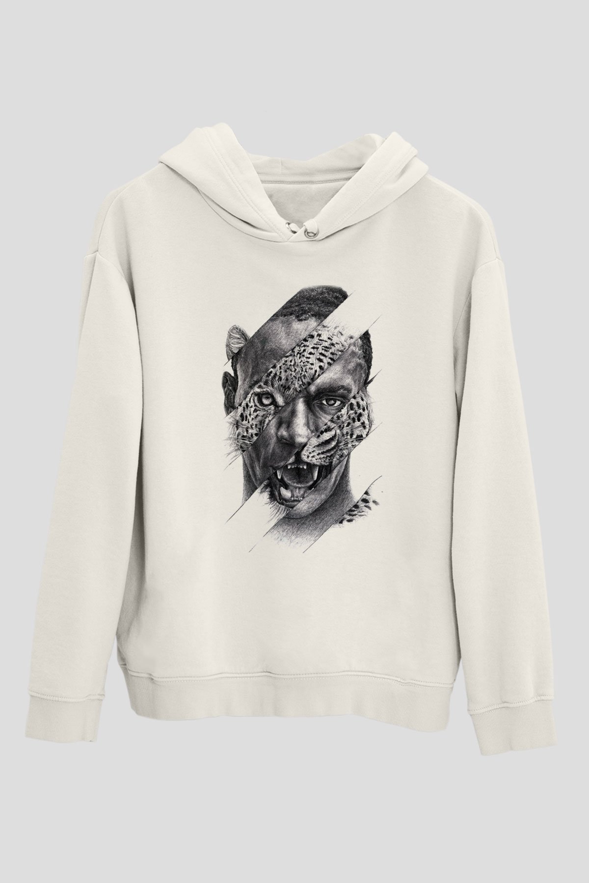 Çita Beyaz Unisex Kapşonlu Sweatshirt