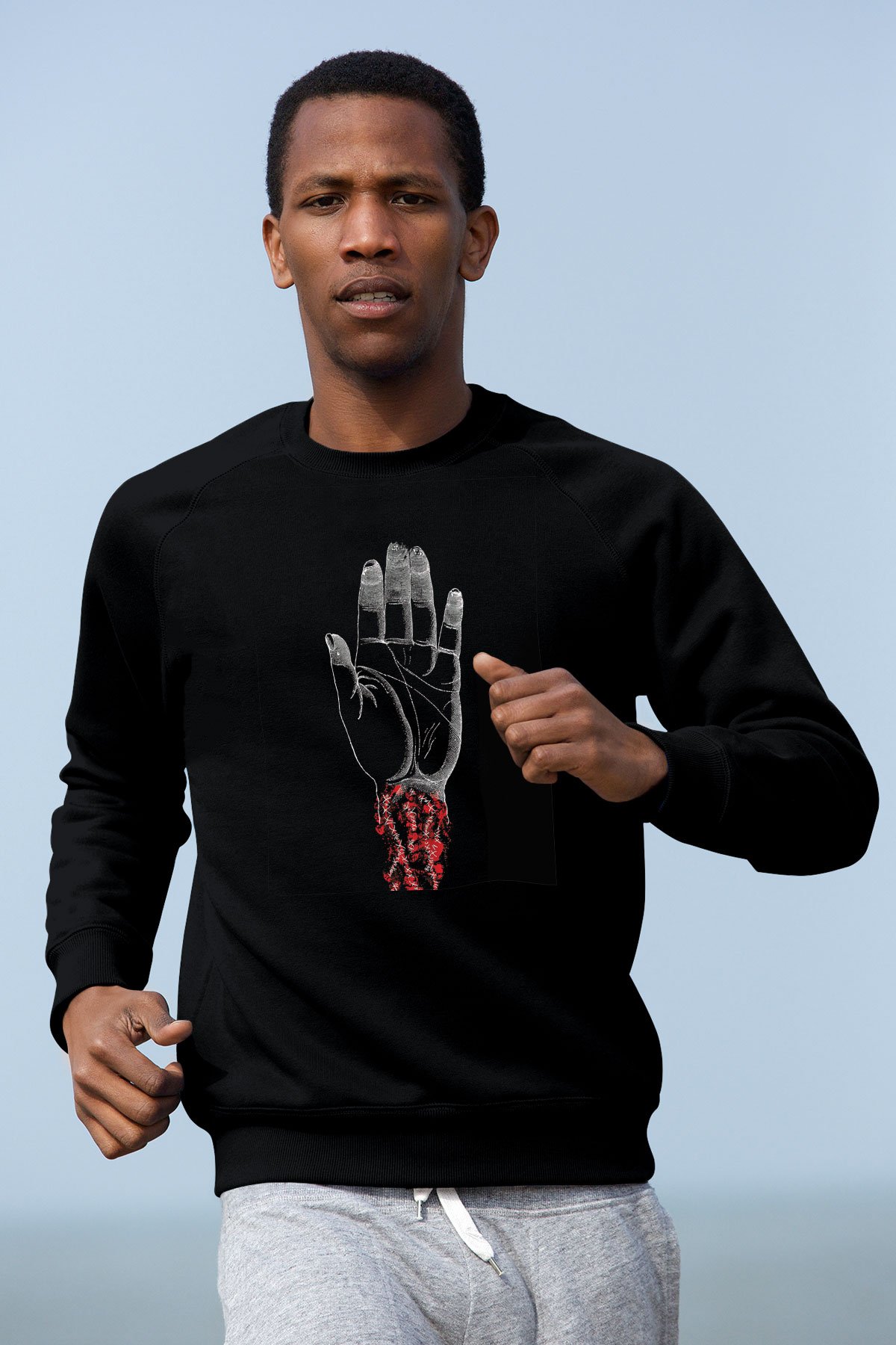 Converge Baskılı Unisex Siyah Sweatshirt