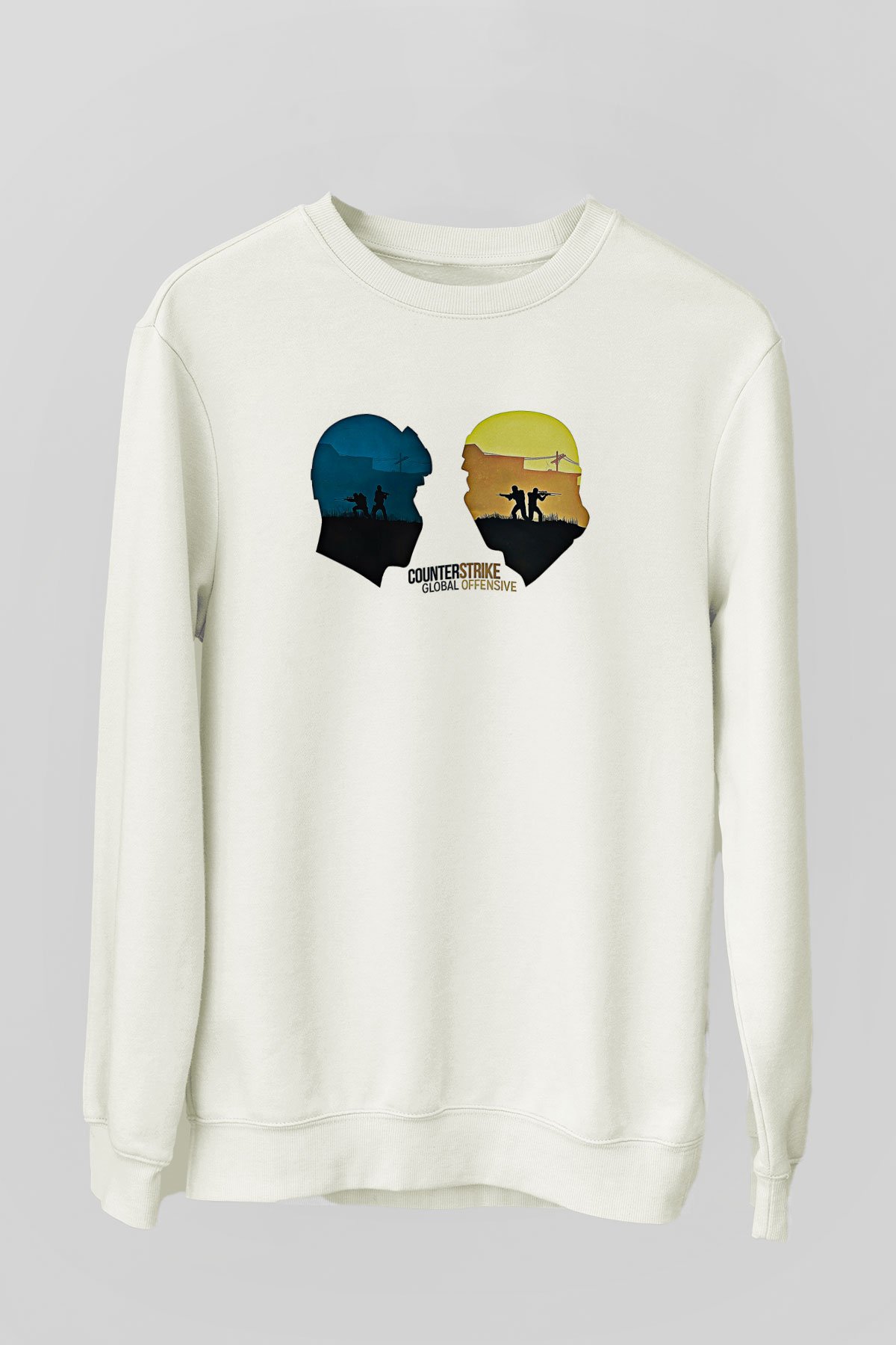 Counter Strike Baskılı Beyaz Unisex Sweatshirt