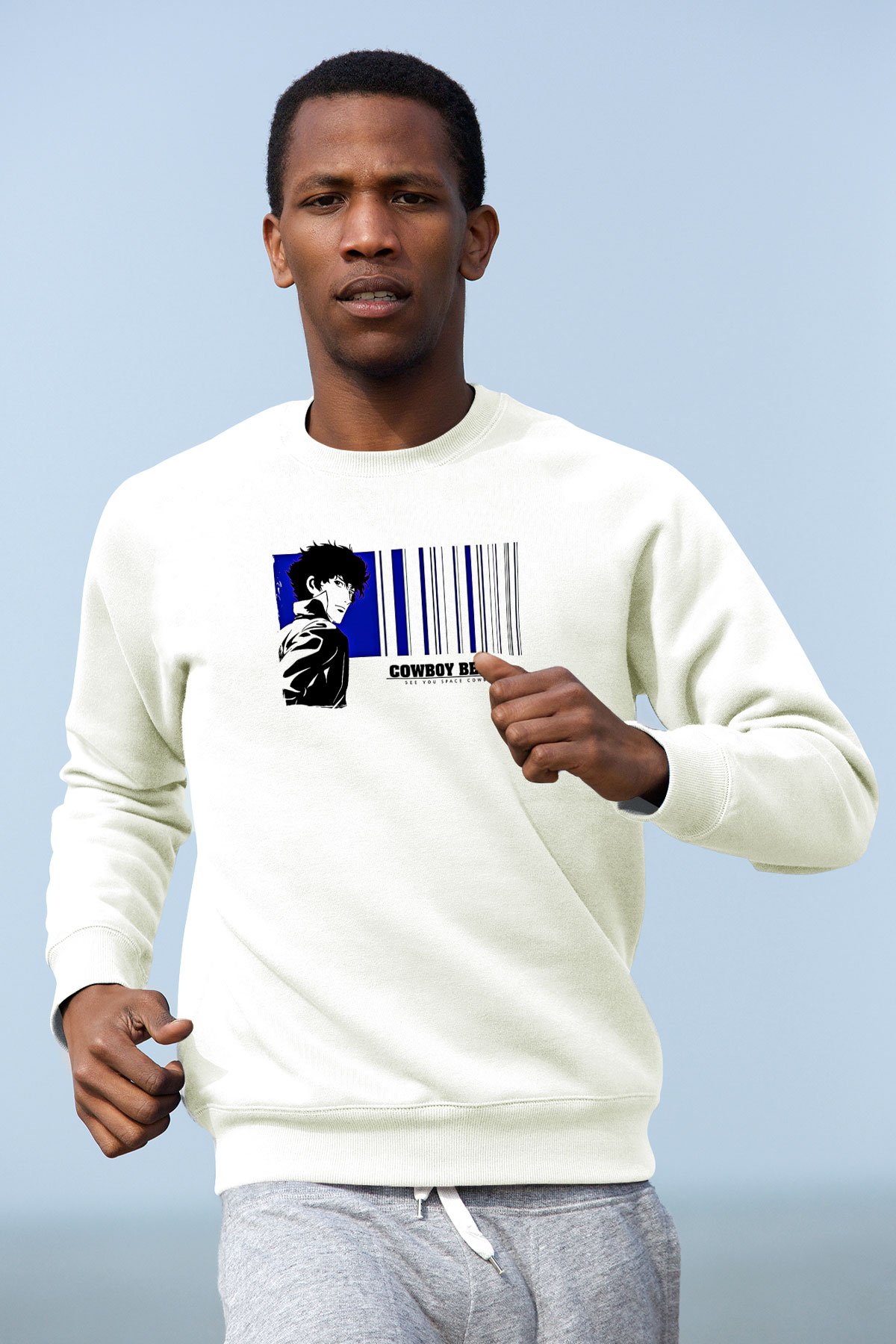 Cowboy Bebop Baskılı Beyaz Unisex Sweatshirt