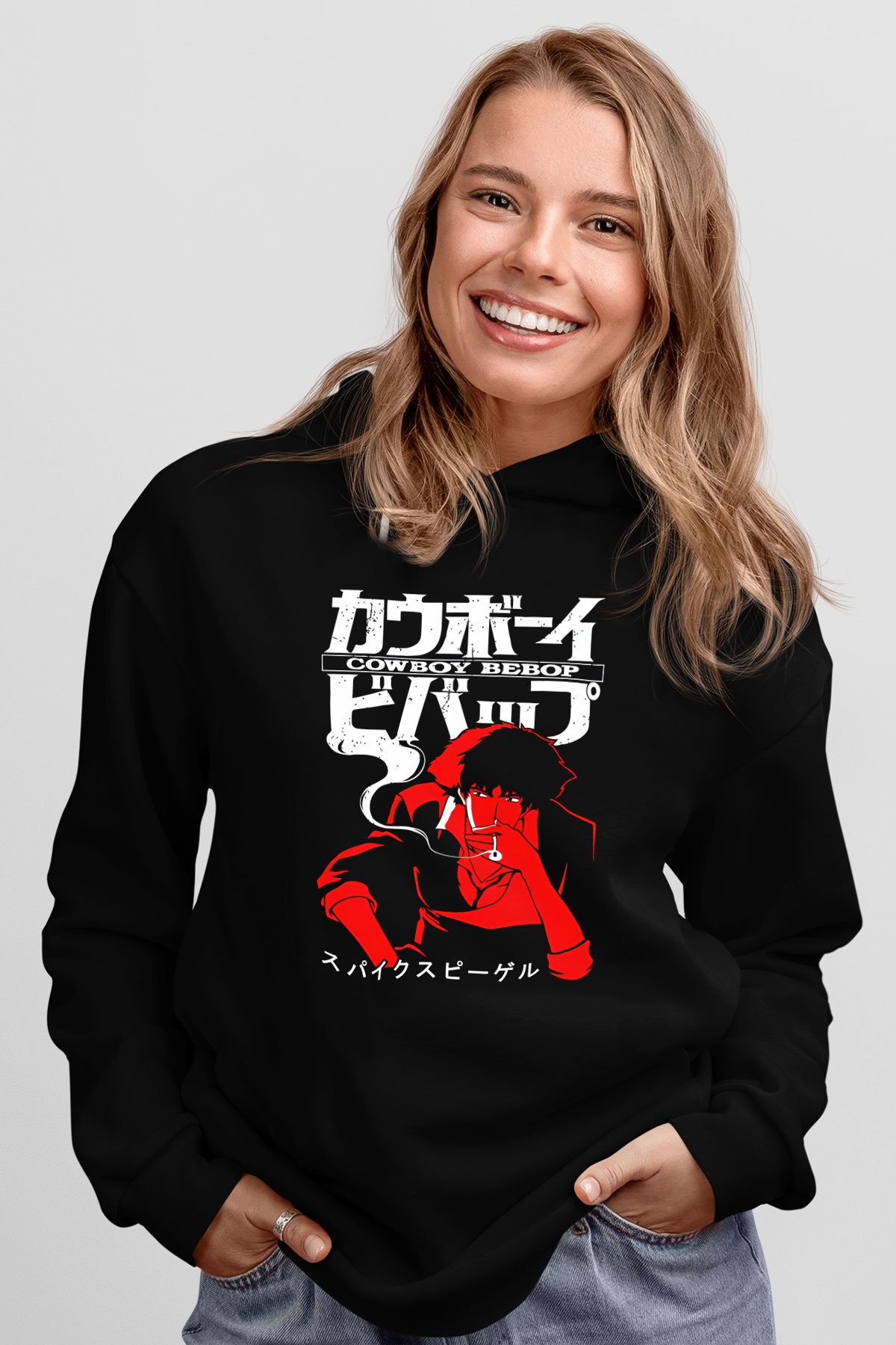 Cowboy Bebop Baskılı Unisex Siyah Hoodie