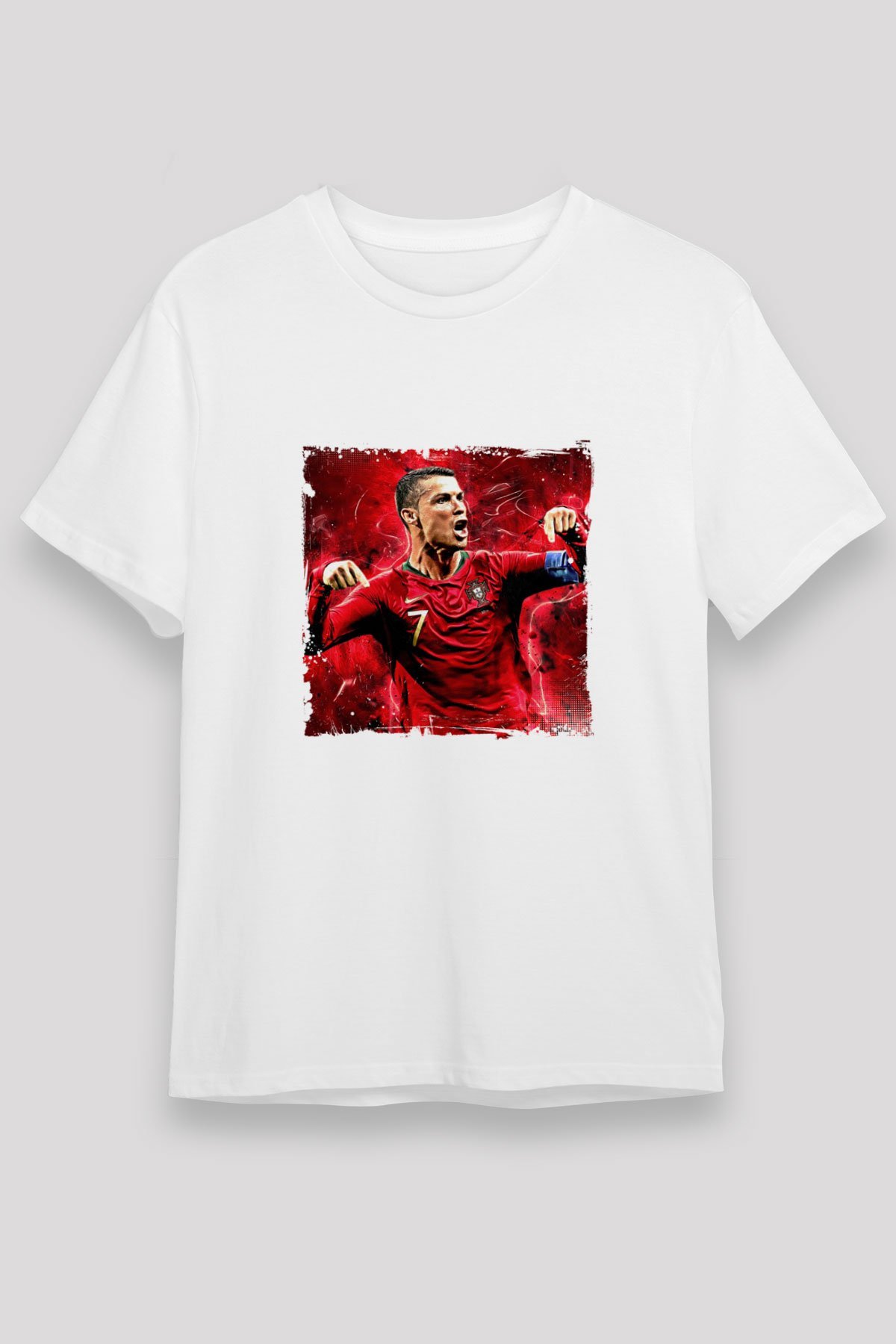 Cristiano Ronaldo Unisex Baskılı Beyaz Tişört