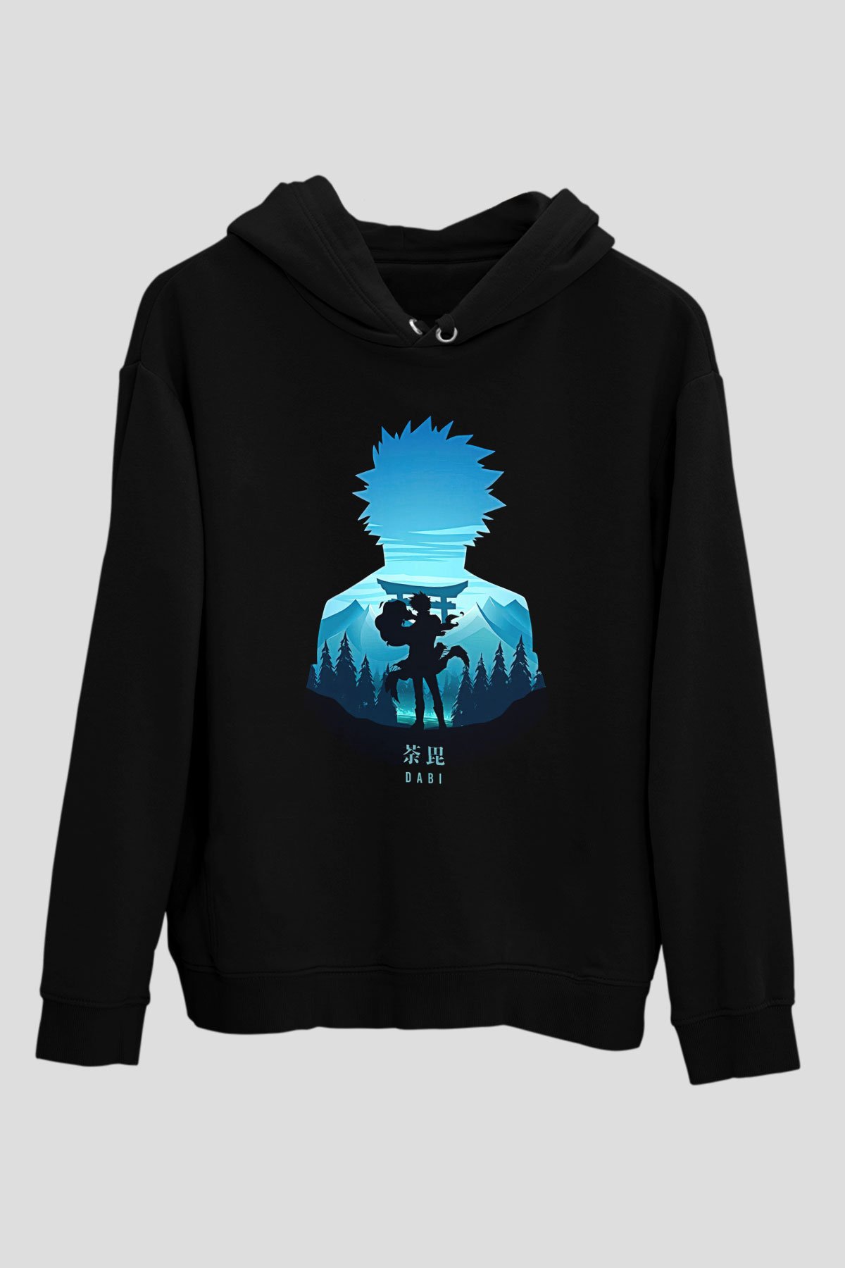 Dabi Baskılı Unisex Siyah Hoodie