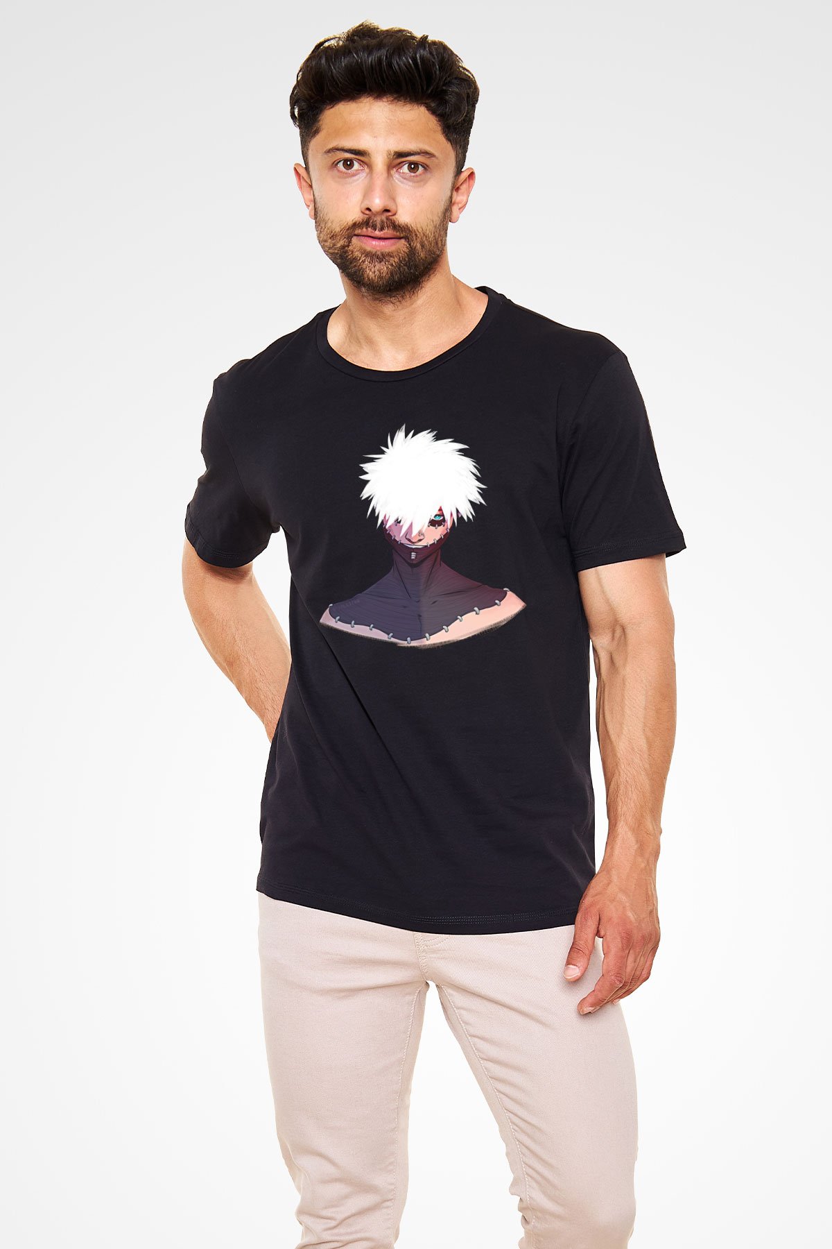 Dabi Baskılı Unisex Siyah Tişört - Tshirt