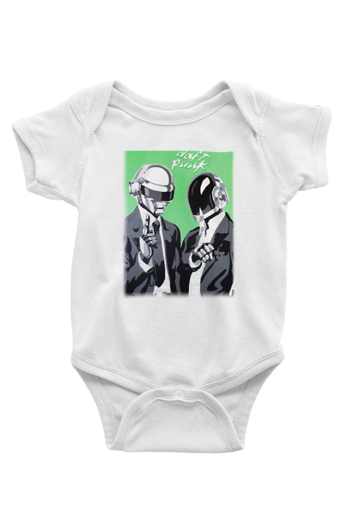 Daft Punk Baskılı Beyaz Unisex Bebek Body - Zıbın