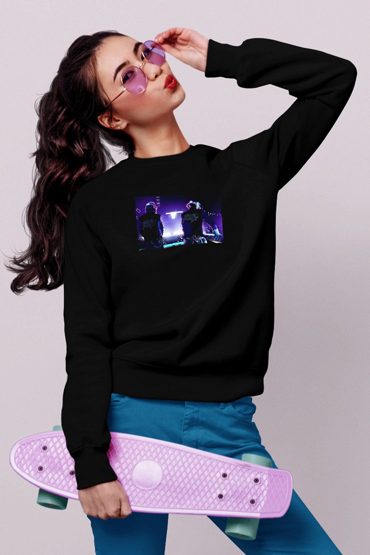 Daft Punk Siyah Unisex Sweatshirt