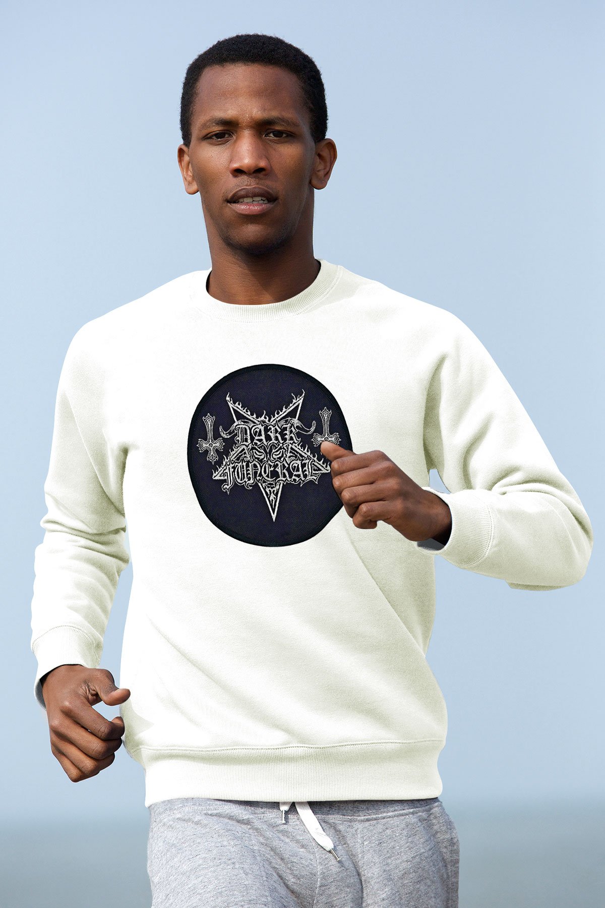 Dark Funeral Baskılı Beyaz Unisex Sweatshirt