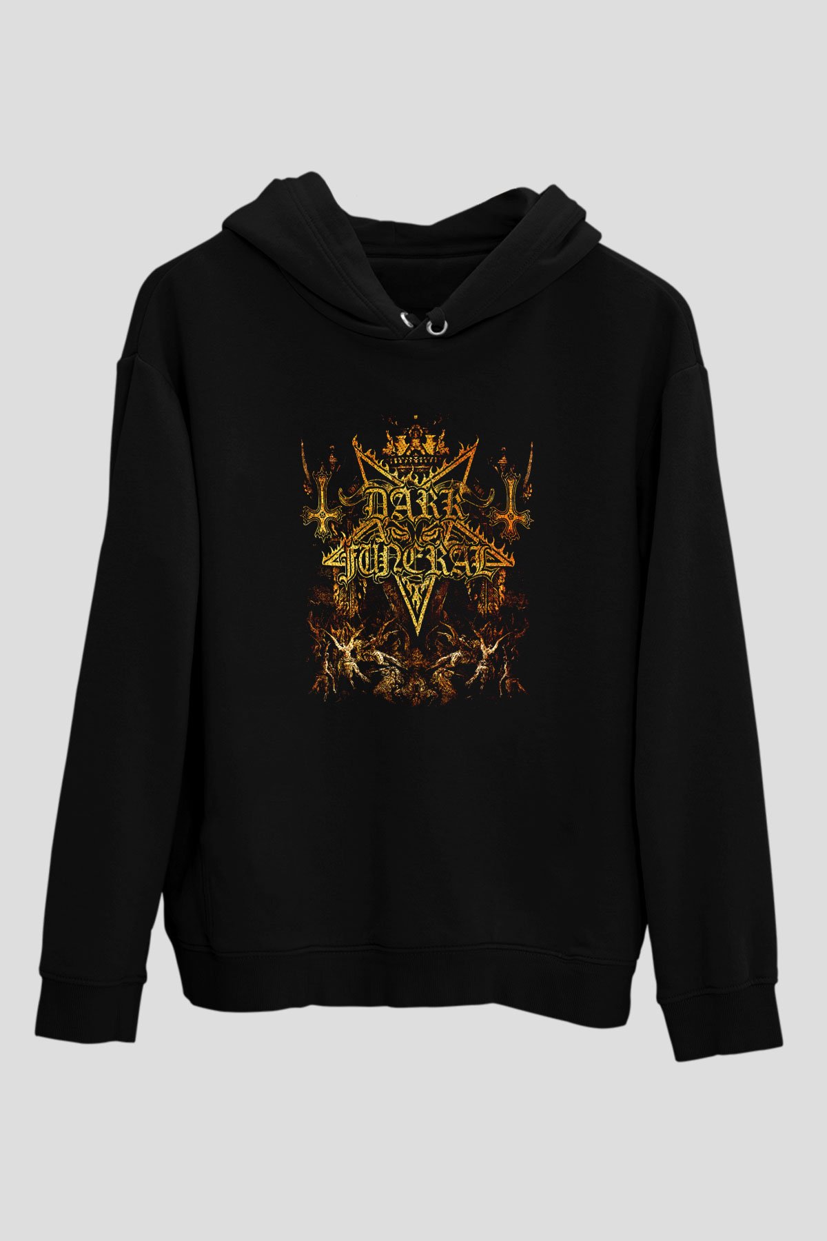 Dark Funeral Baskılı Unisex Siyah Kapüşonlu Sweatshirt