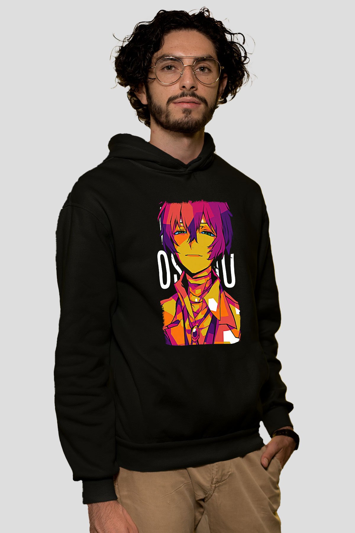 Dazai Baskılı Unisex Siyah Hoodie