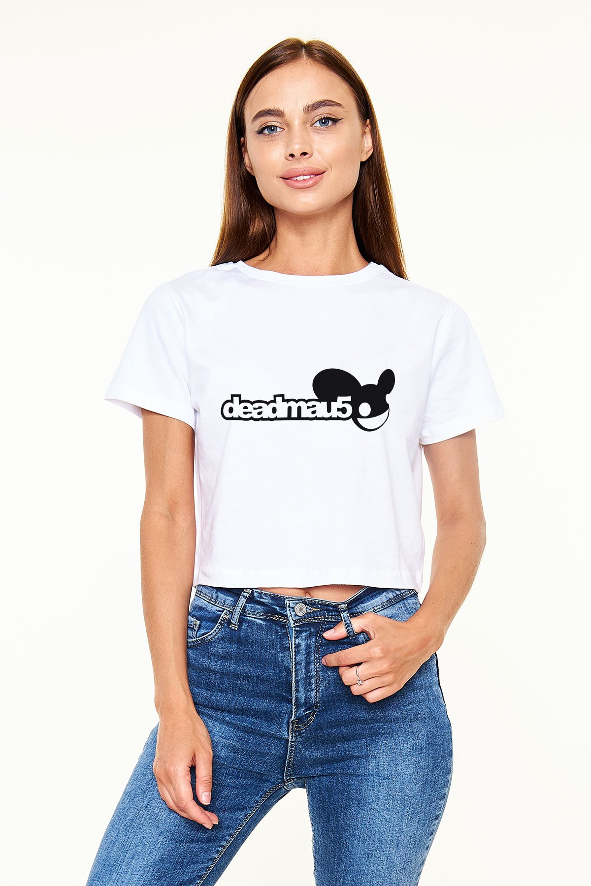 Deadmau5 Beyaz Croptop Tişört