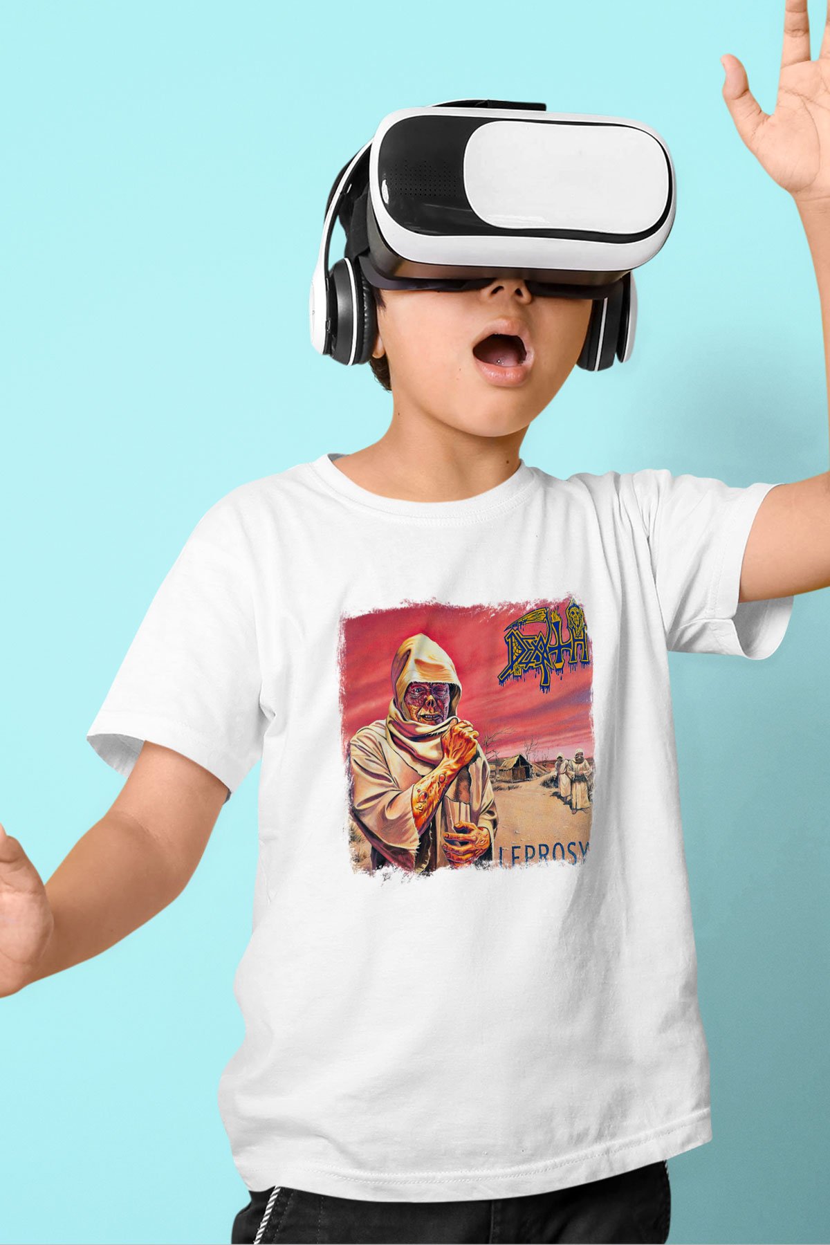 Death Baskılı Unisex Beyaz Çocuk Tişört