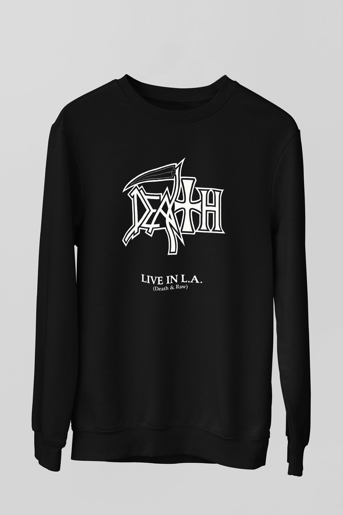 Death Baskılı Unisex Siyah Sweatshirt