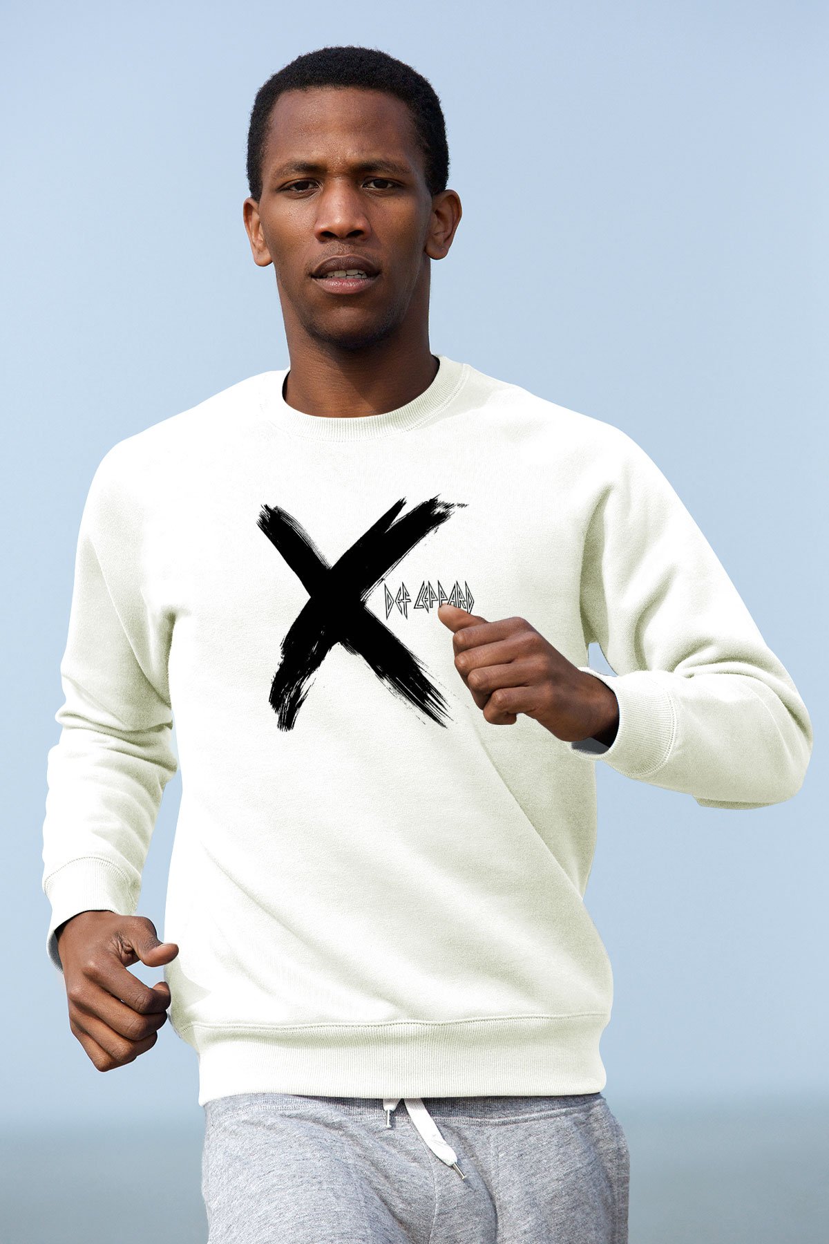 Def Leppard Baskılı Unisex Beyaz Sweatshirt