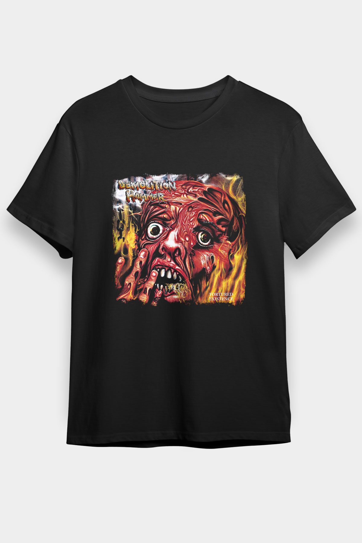 Demolition Hammer Baskılı Unisex Siyah Tişört