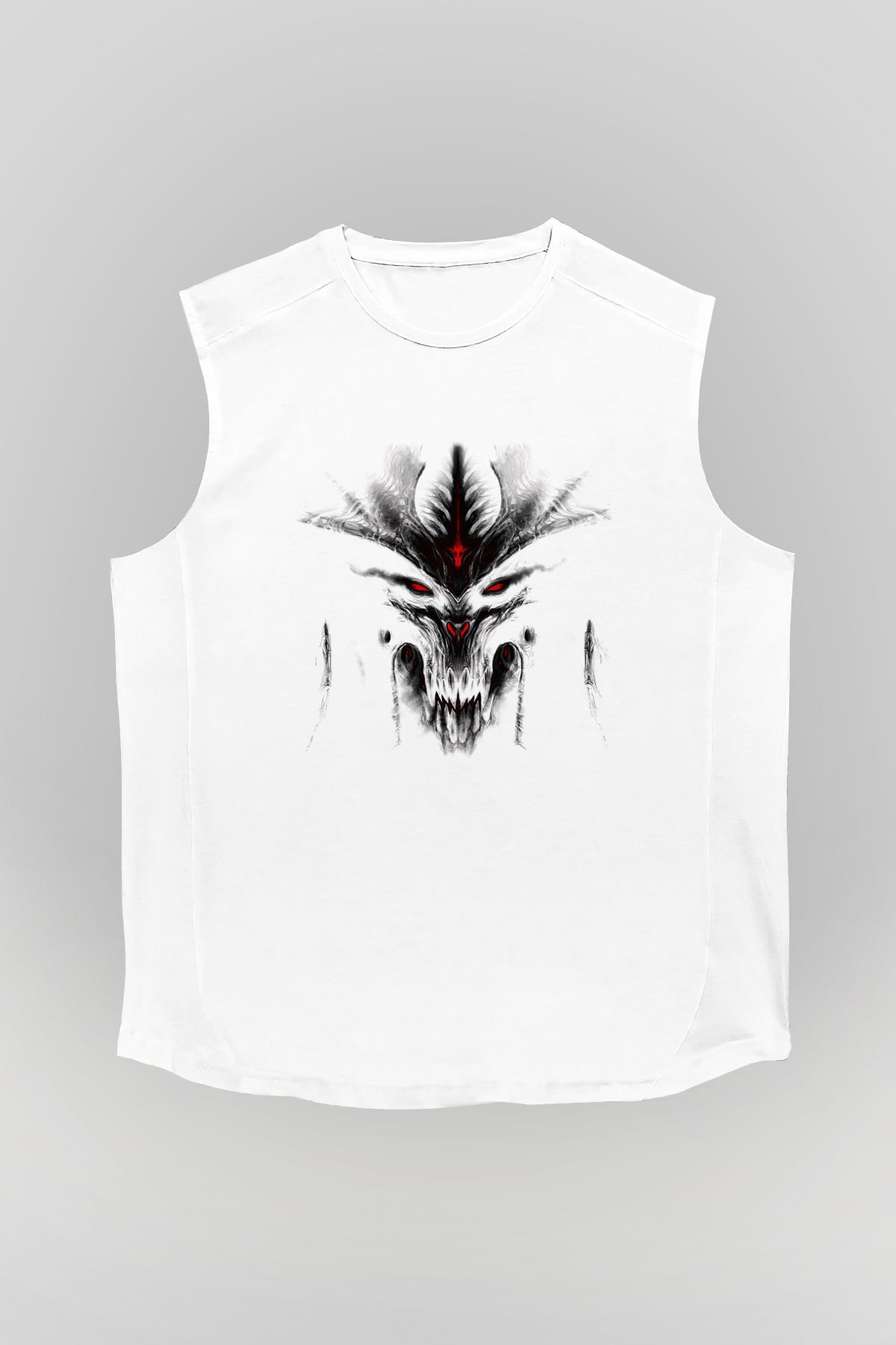 Diablo Beyaz Unisex Kolsuz Tişört