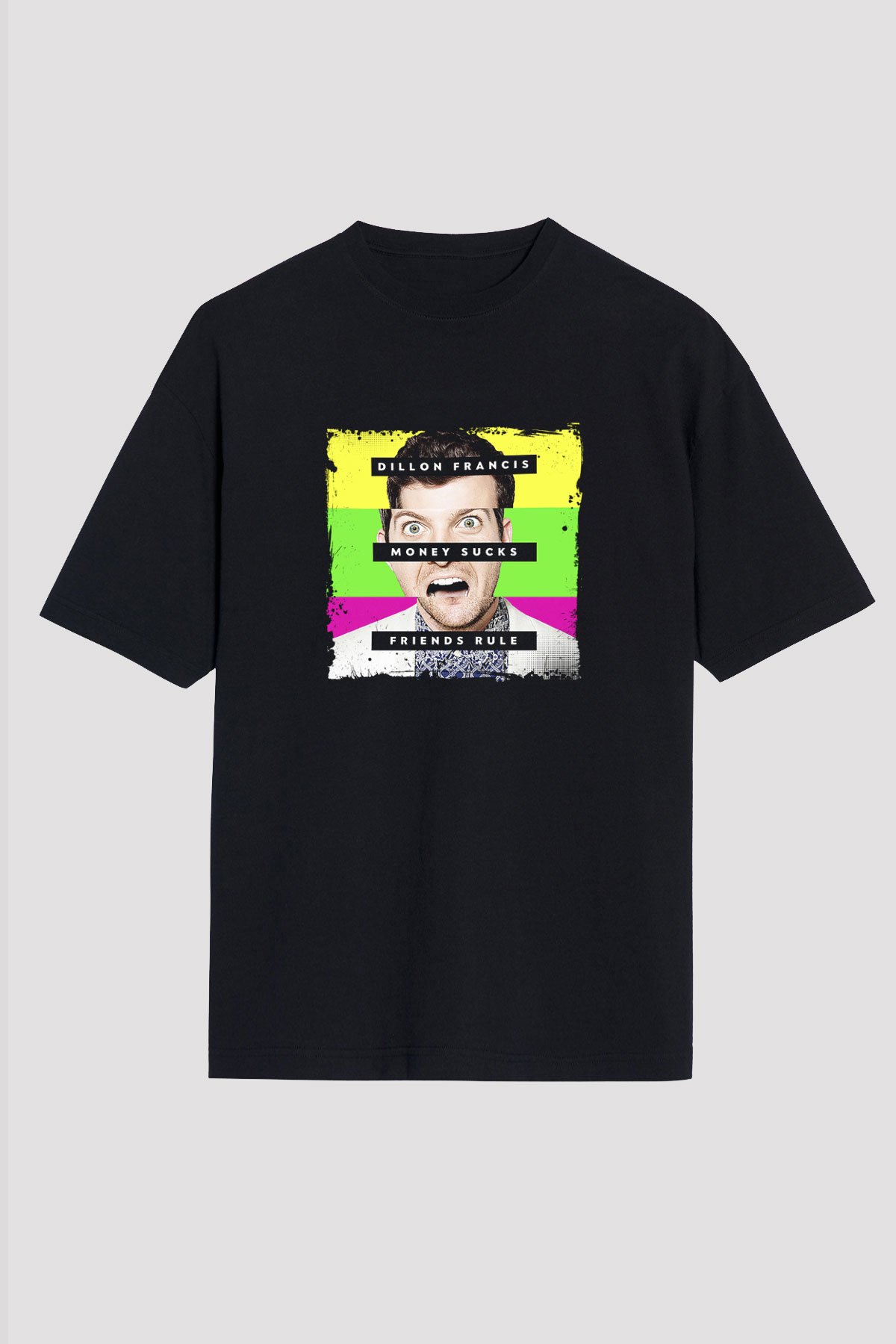 Dillon Francis Baskılı Unisex Oversize Siyah Tişört