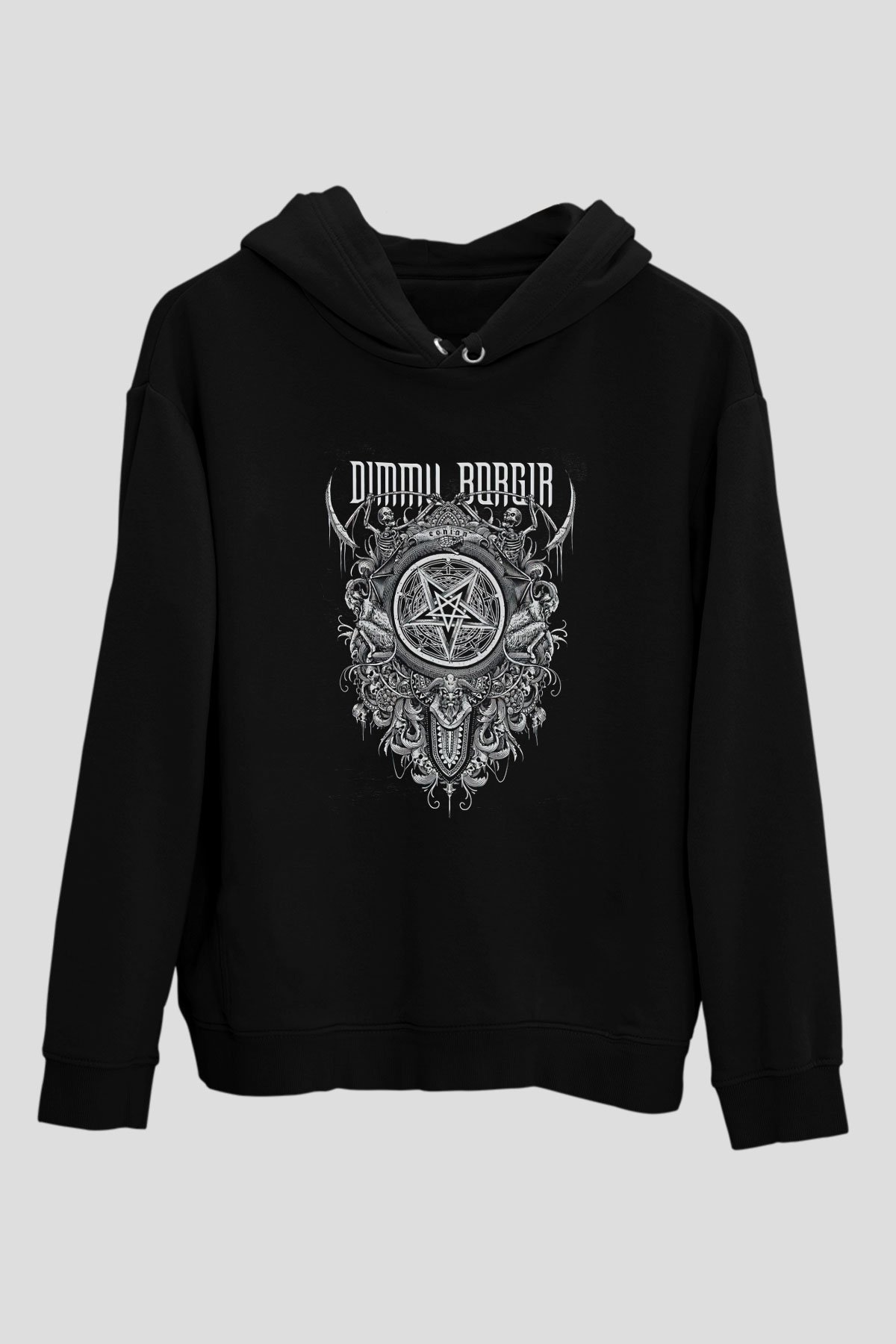 Dimmu Borgir Baskılı Unisex Siyah Kapüşonlu Sweatshirt