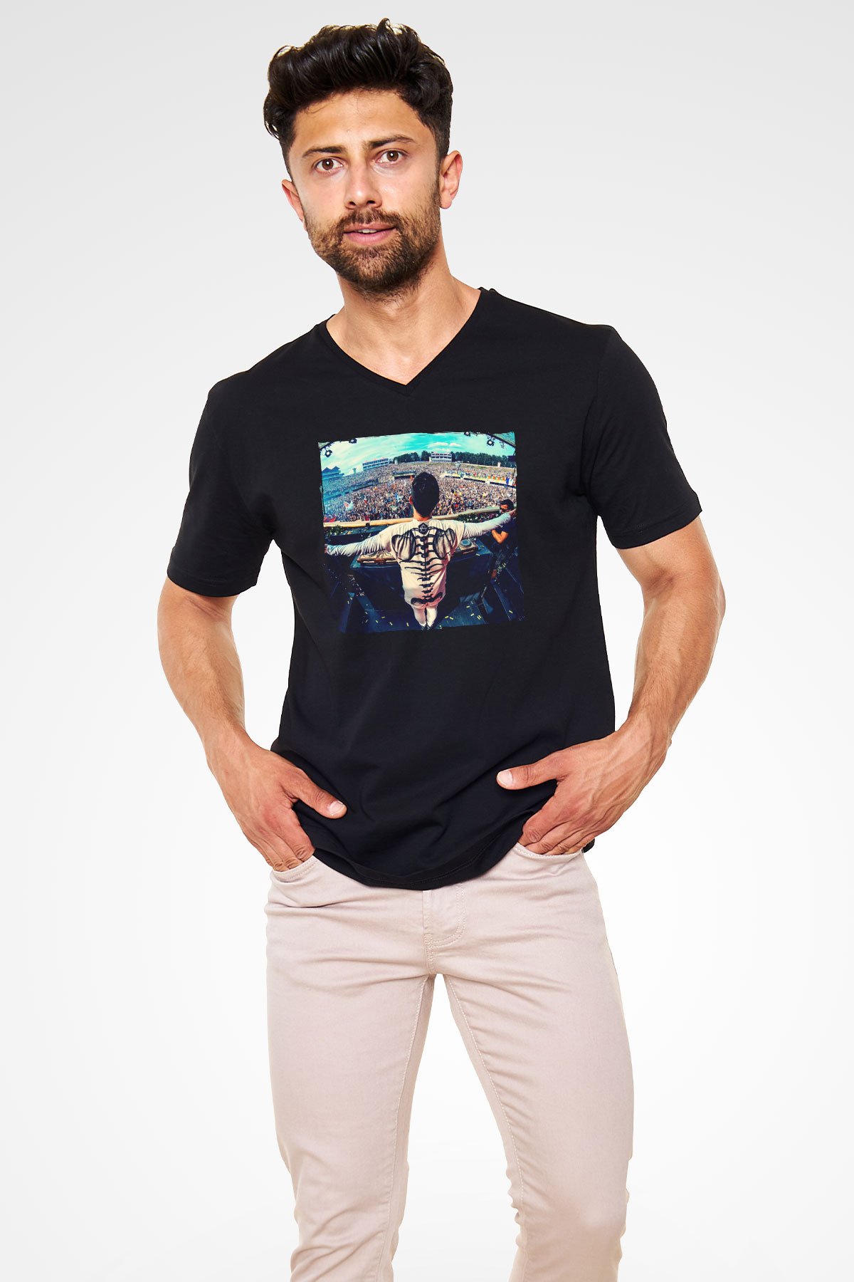 Don Diablo Siyah Unisex V Yaka Tişört