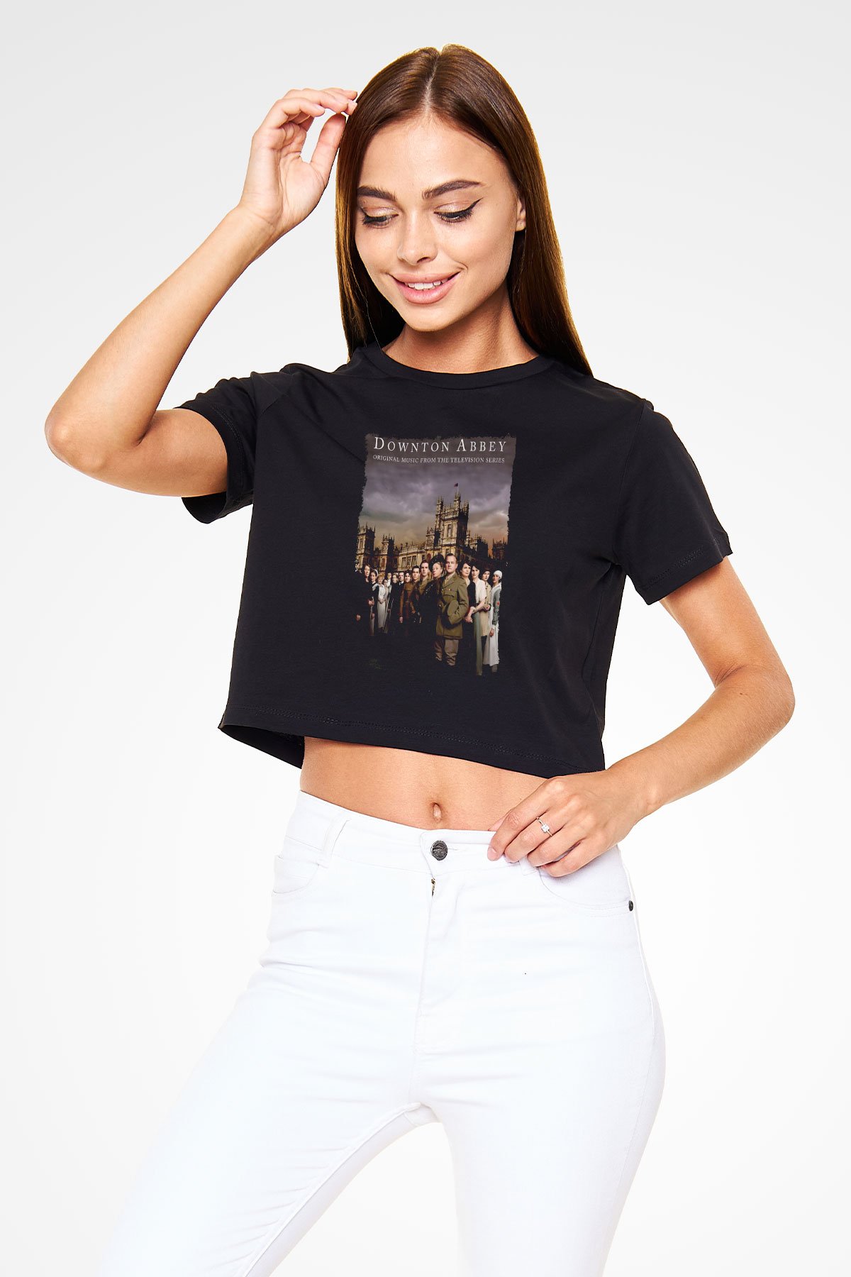 Downtown Abbey Siyah  Crop Top Tişört