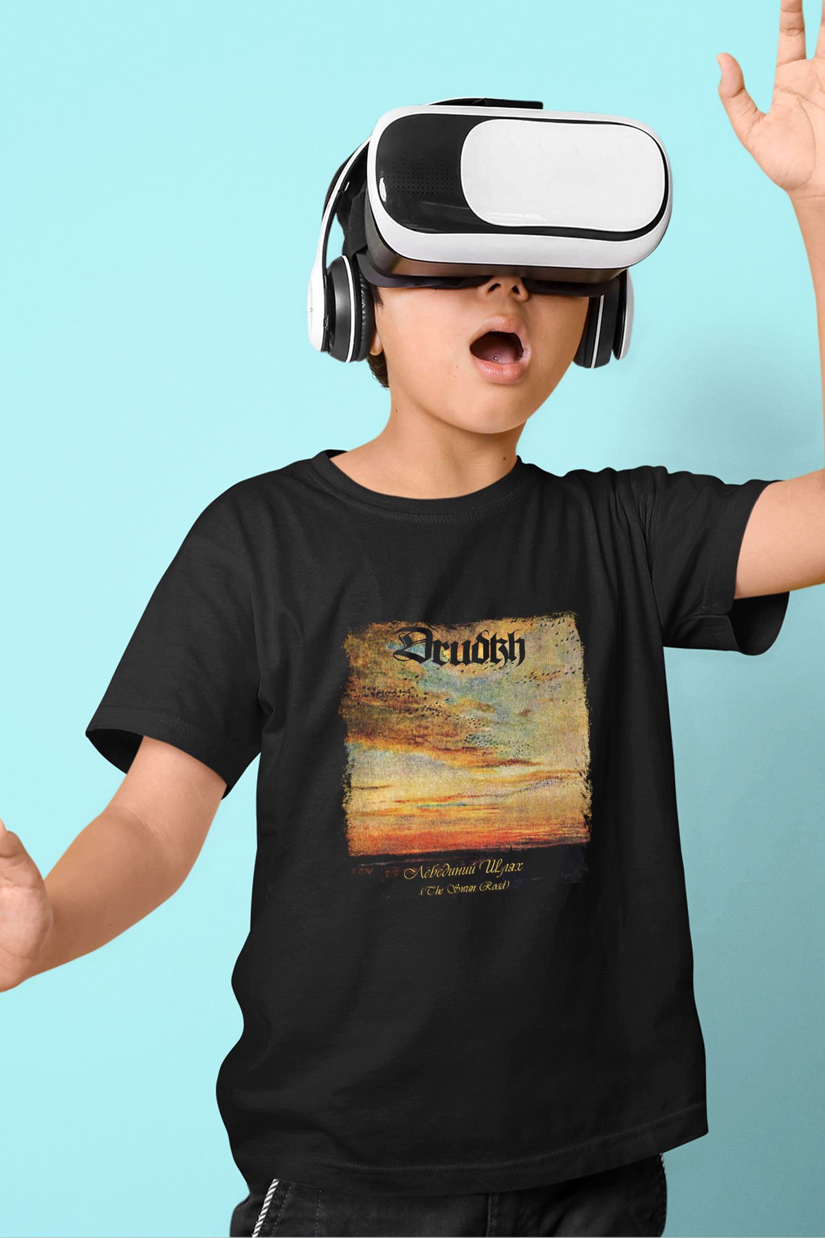 Drudkh Baskılı Unisex Siyah Çocuk Tişört