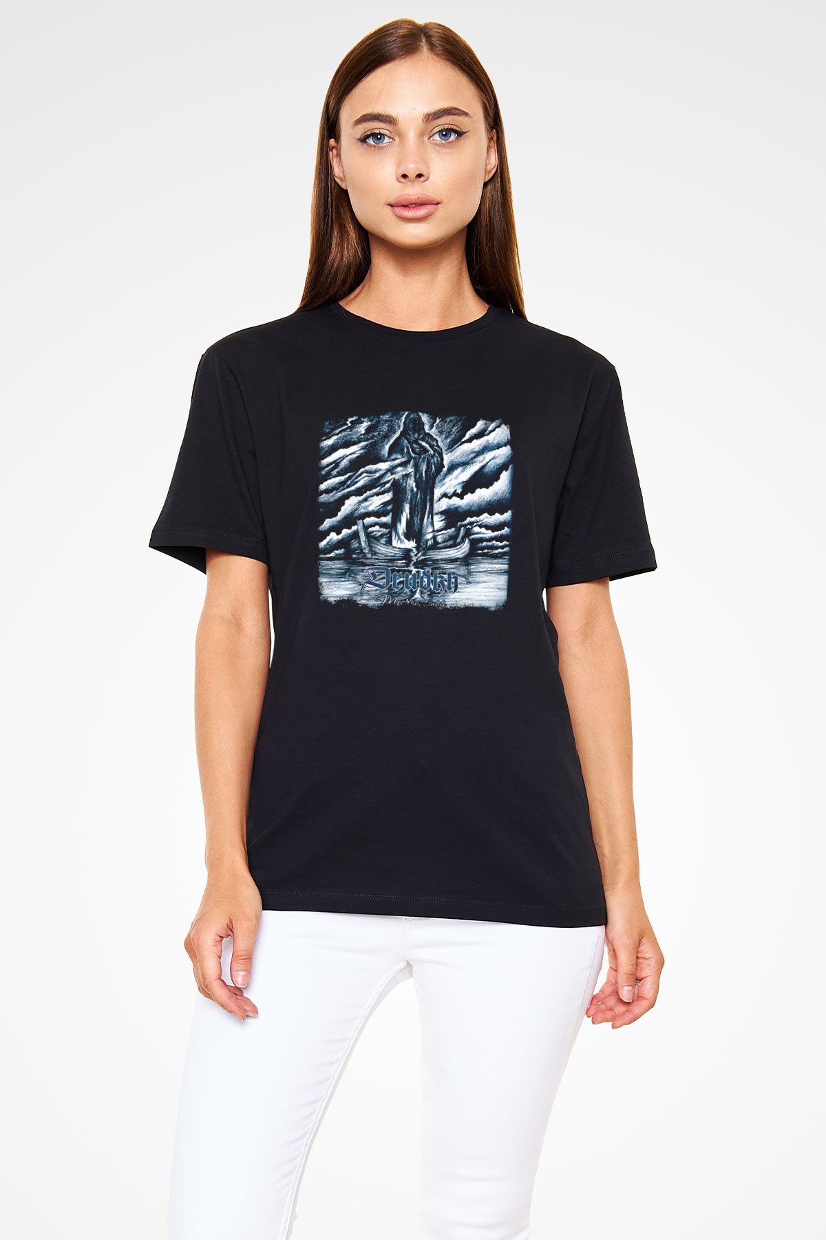 Drudkh Baskılı Unisex Siyah Tişört