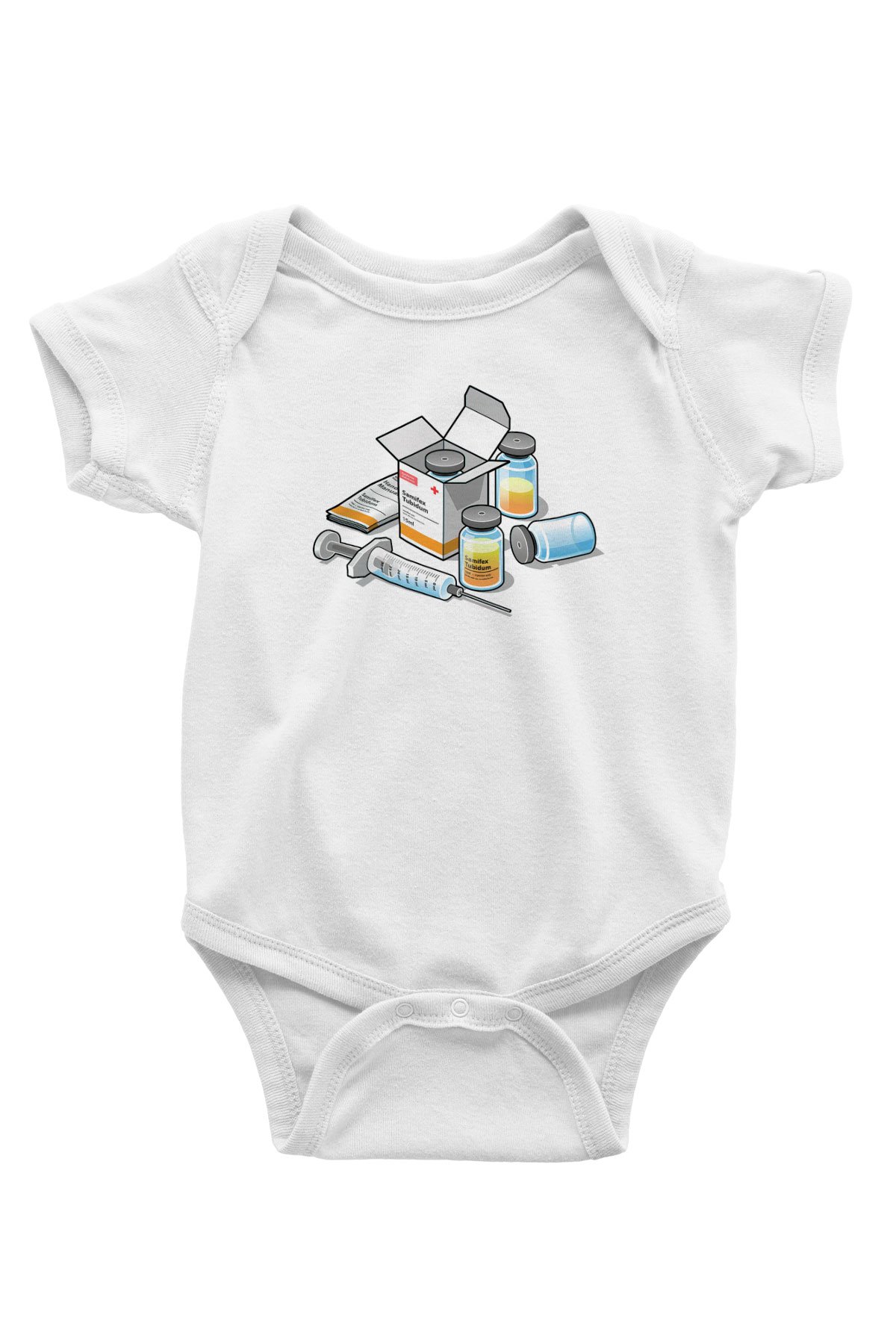 Eczacı Baskılı Beyaz Unisex Bebek Body - Zıbın