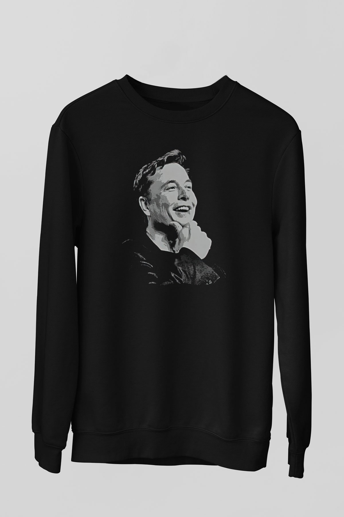 Elon Musk Baskılı Unisex Siyah Sweatshirt